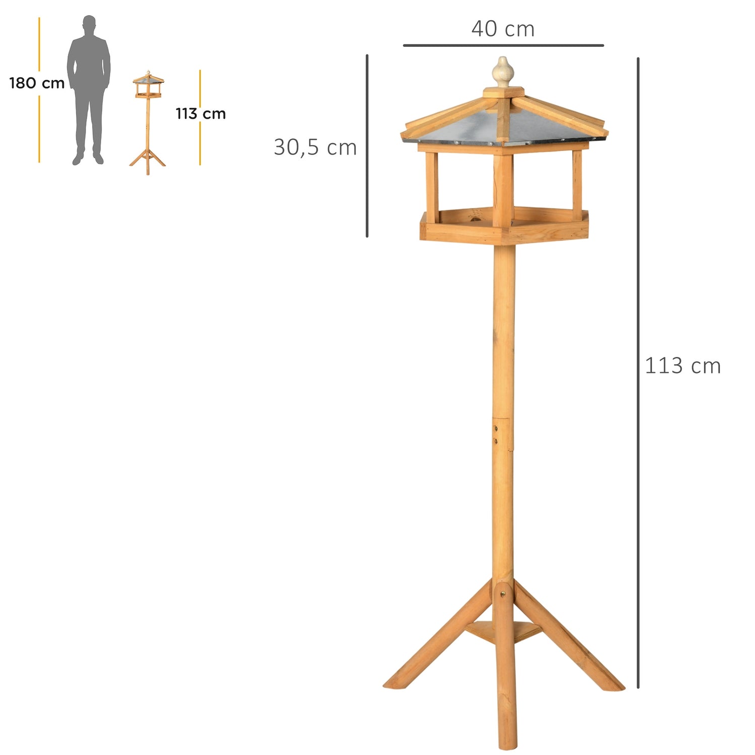 Fågelhus med Stativ & Zinktak, 113x40x40 cm