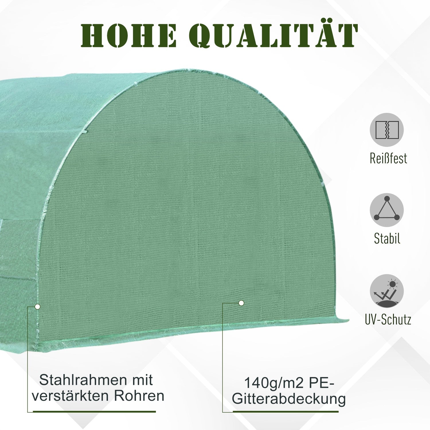 Växthustunnel med fönster, 590x300x200 cm, Grön