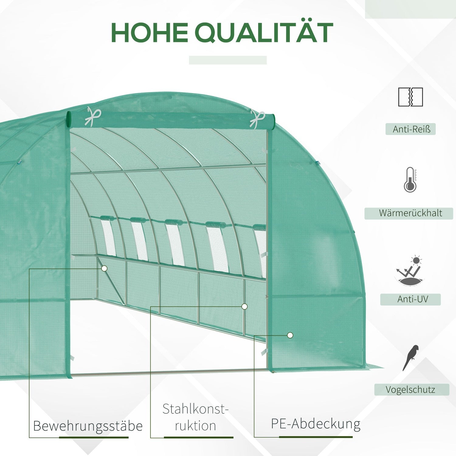 Växthusfilm för tomater, 800x300x200cm, med fönster