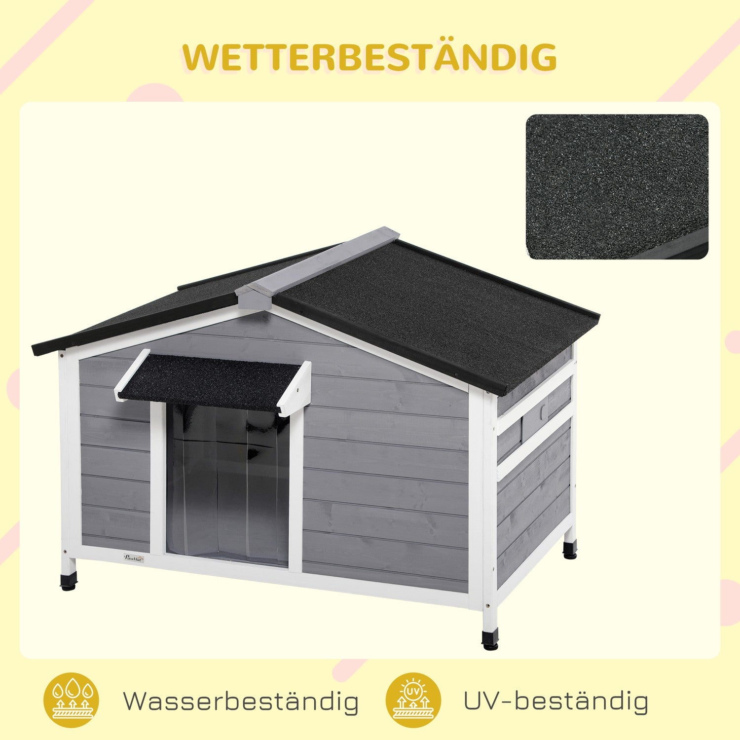 Fir Wood Dog House, väderbeständig med avtagbart golv
