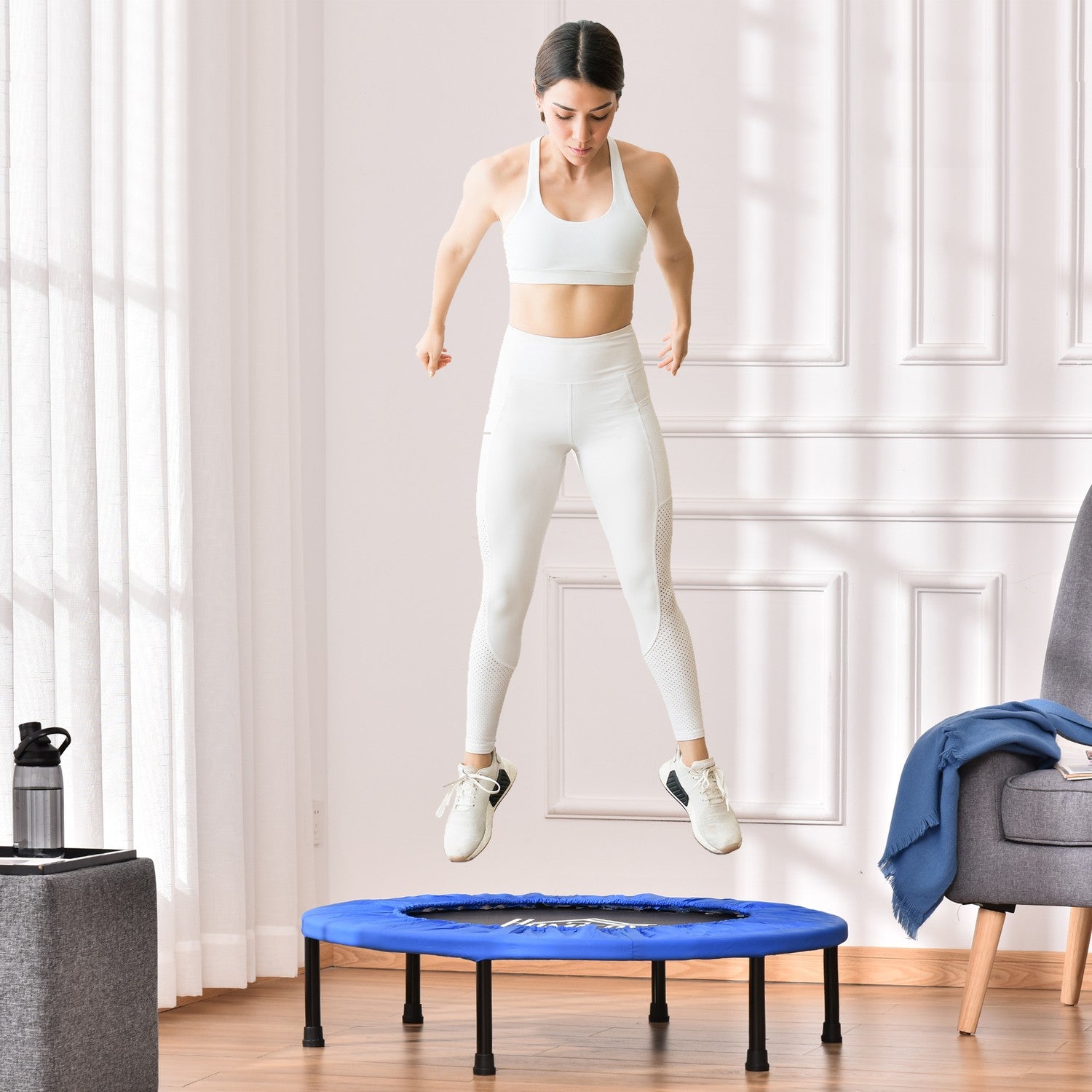 Fitnessstudsmatta, Ø91 cm, 100 kg belastning, halkfria fötter