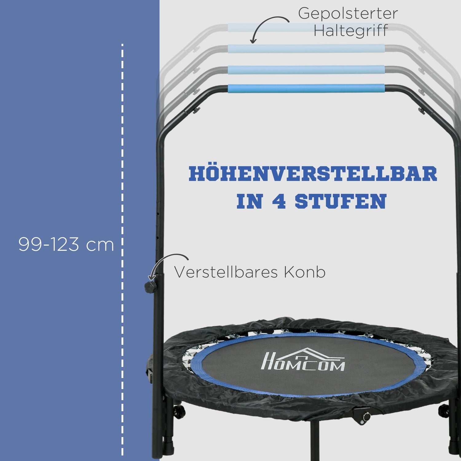 Vikbar fitnessstudsmatta, 100 kg, justerbart handtag, LCD