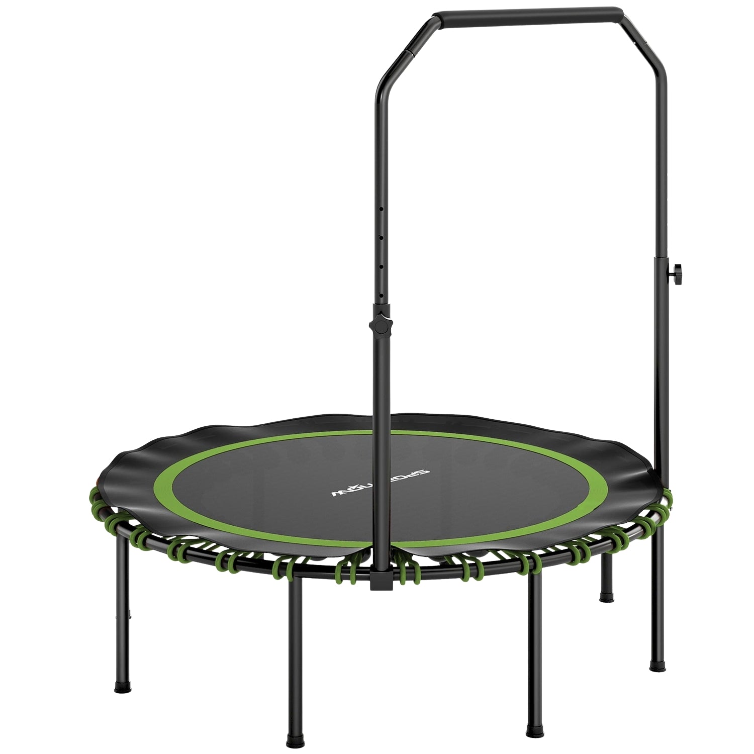 Fitnesstrampolin med justerbart handtag, inomhus/utomhus, grön