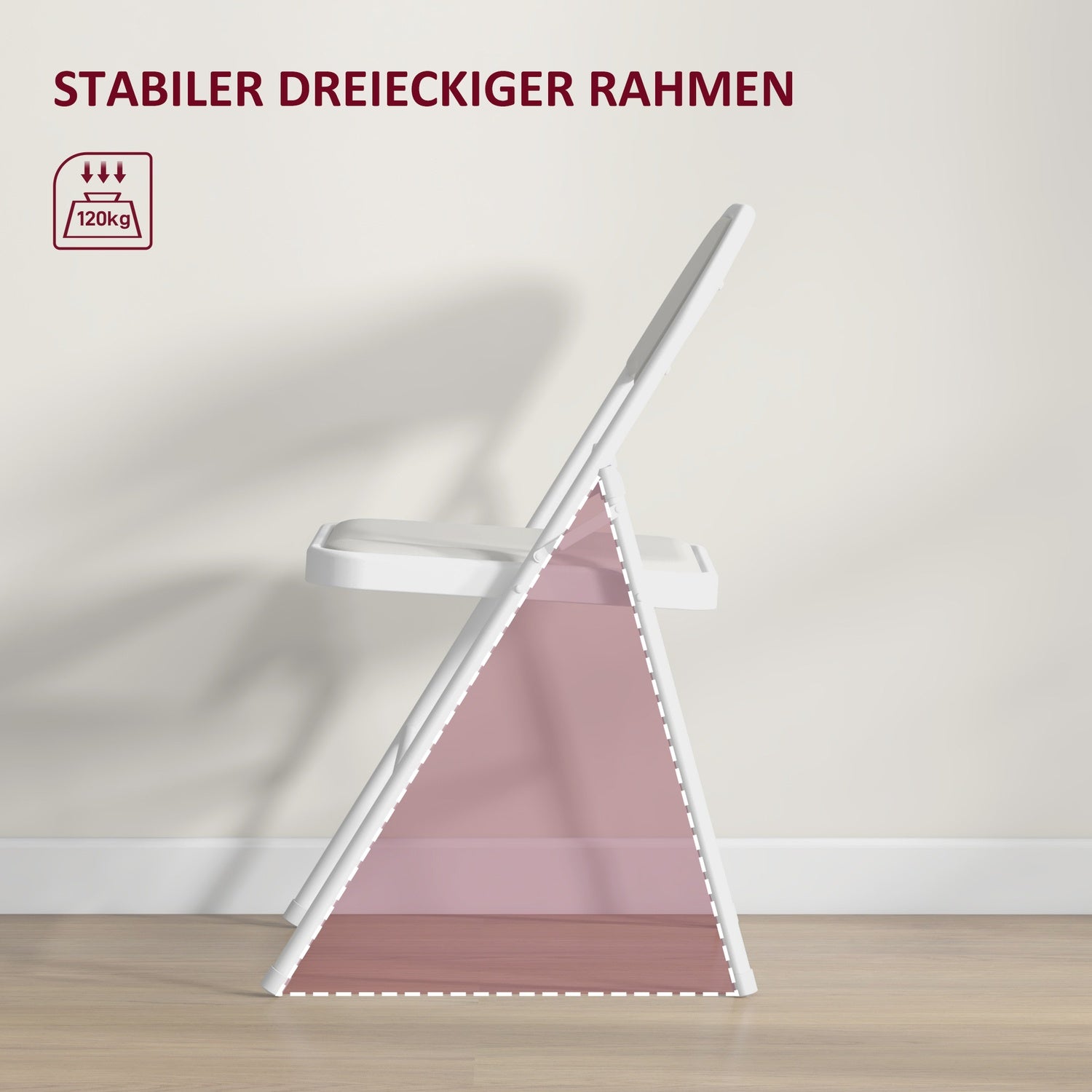 Fällbar campingstol med stålram, vadderat ryggstöd
