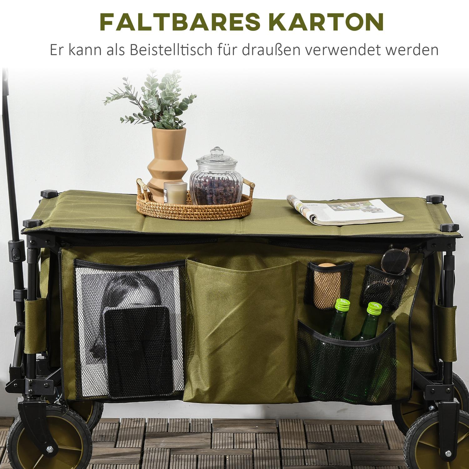 Fällbar strandvagn – justerbar, 4 hjul, avtagbara väskor