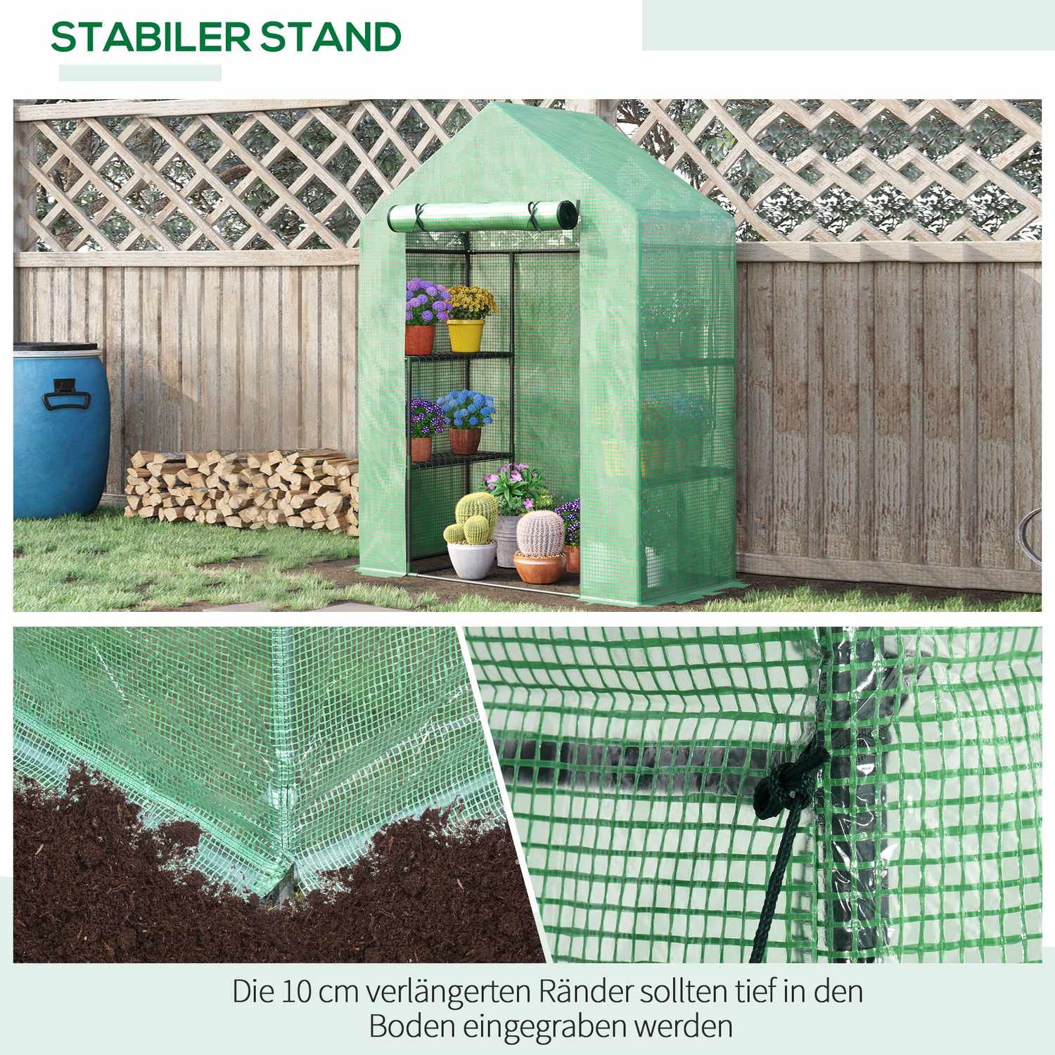 Foil Walk-In Växthus för växter med 6 hyllor