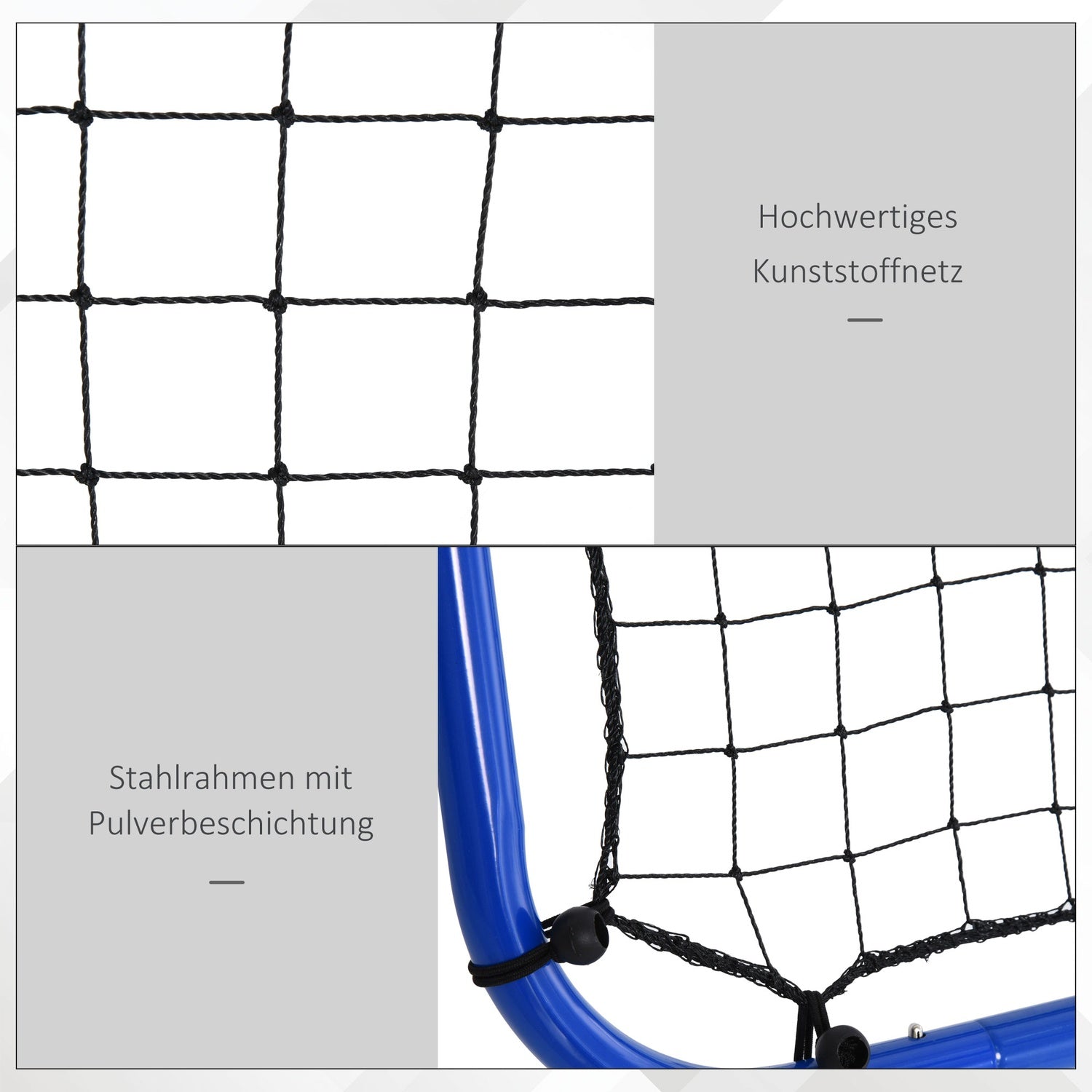 Justerbart dubbelsidigt fotbollsrebounder-nät, stål, 100x95x90 cm