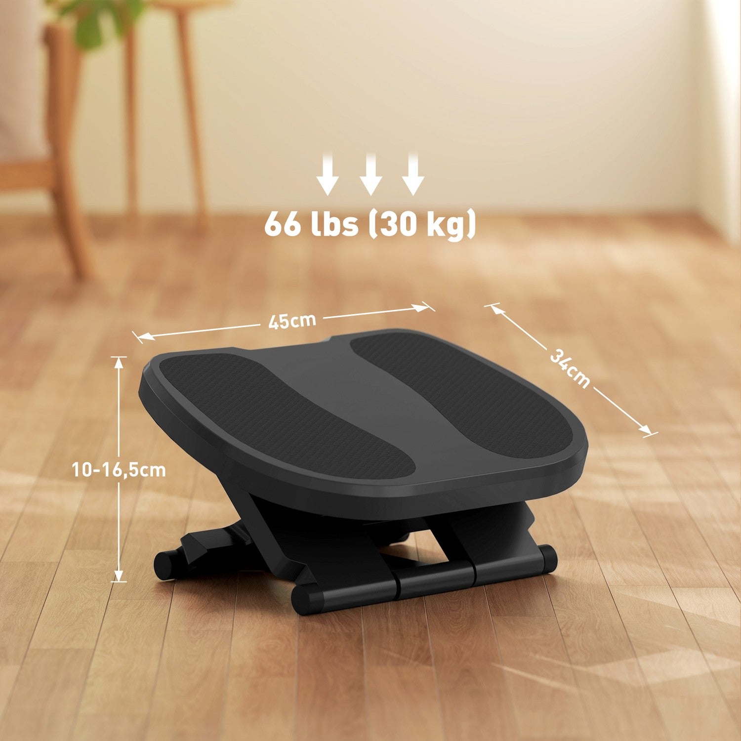 Justerbart ergonomiskt skrivbordsfotstöd – 3 nivåer, grå