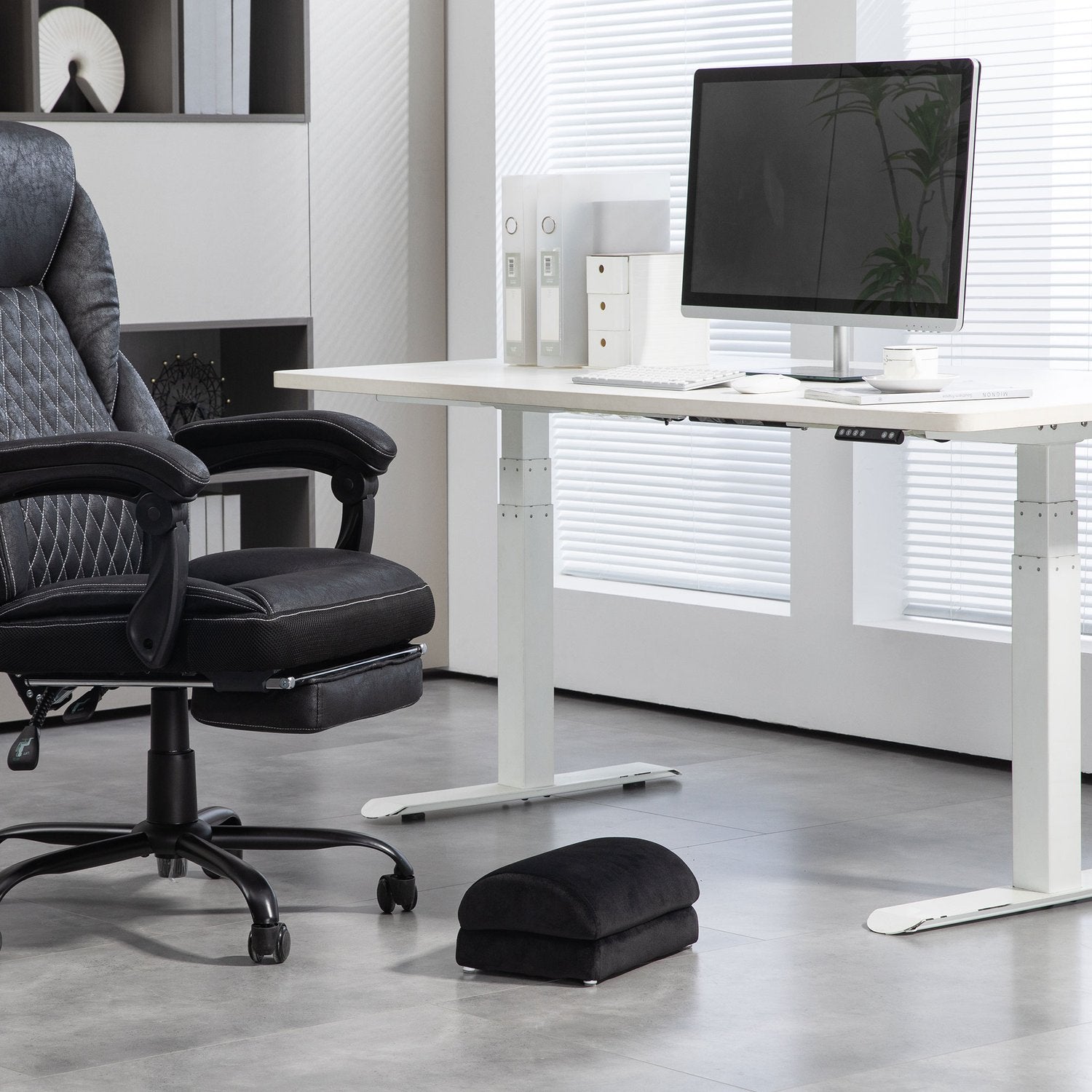 Fotstöd med anti-slip stoppning, sammetslook, svart