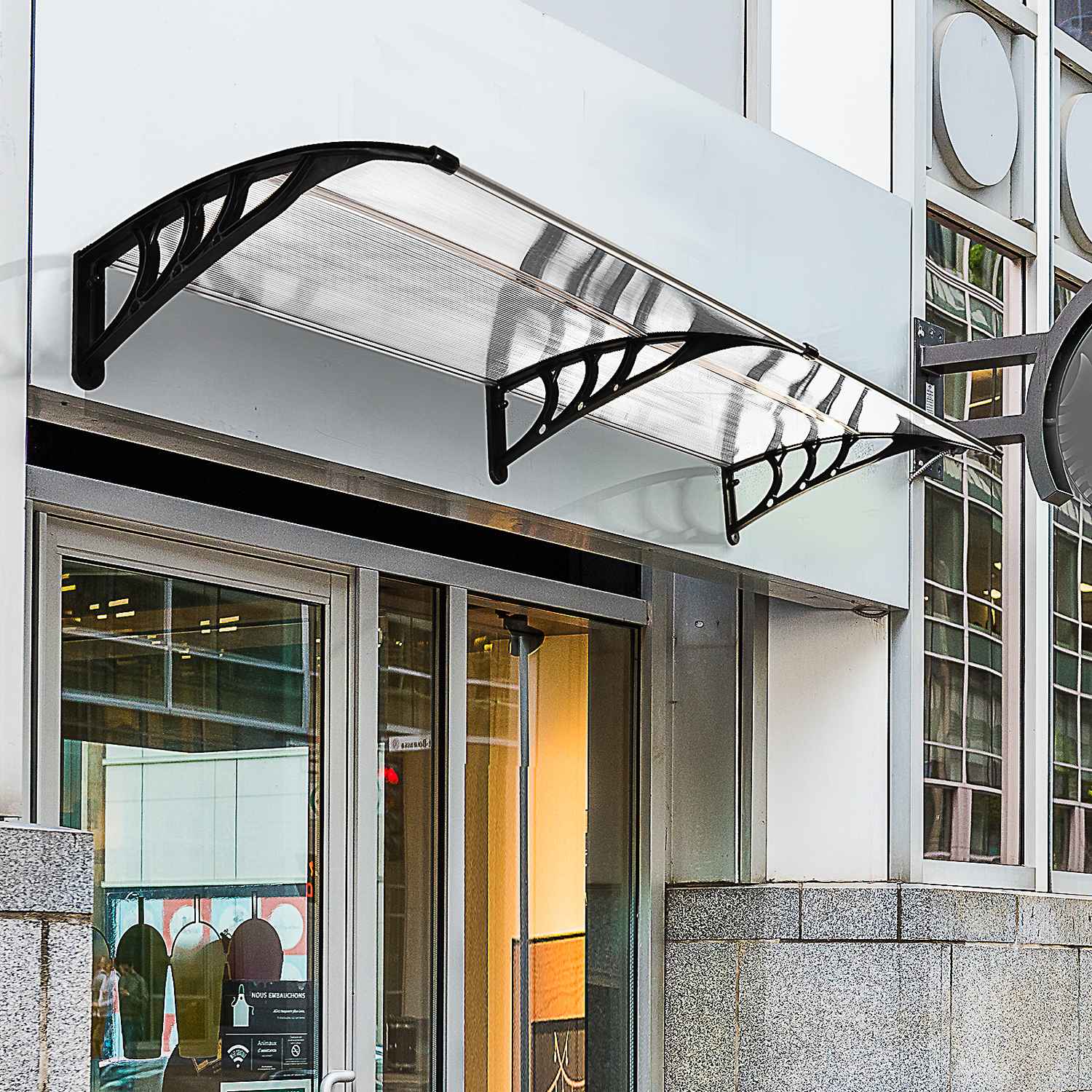 Framdörr aluminiumkapell, 75x195x23 cm, klar polykarbonat