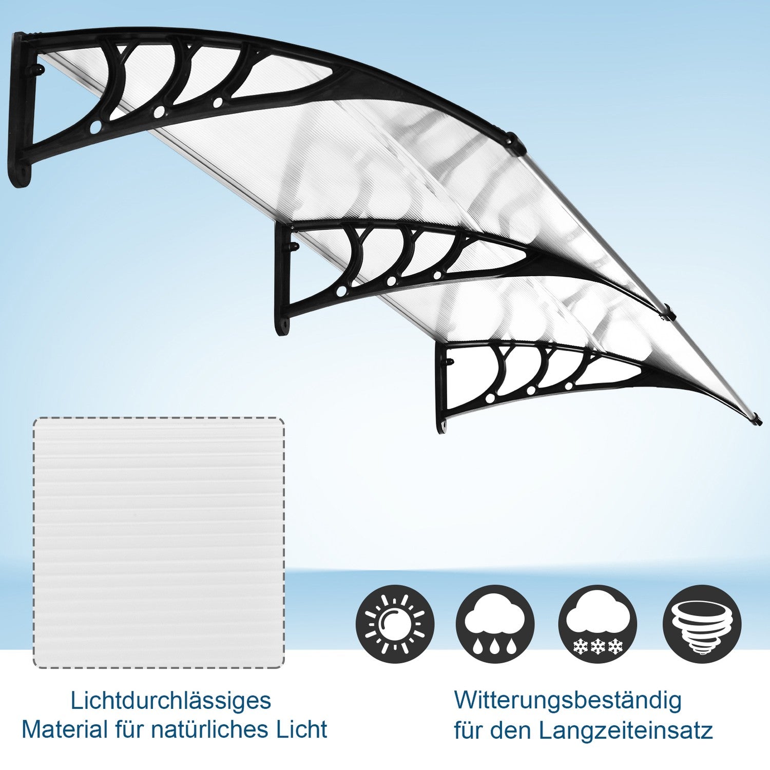 Framdörr aluminiumkapell, 75x195x23 cm, klar polykarbonat