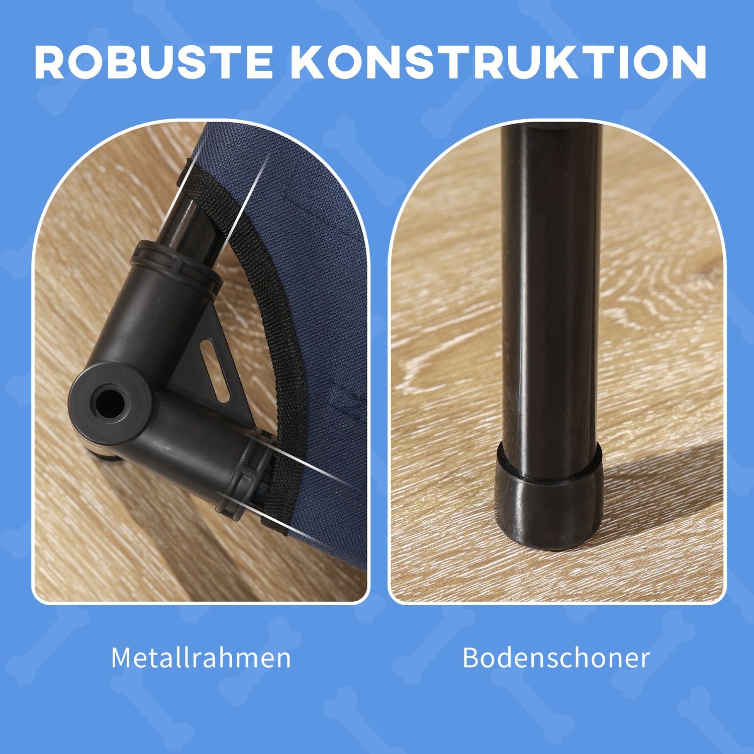 Förhöjd hundsäng med kapell, andas, medium, blå