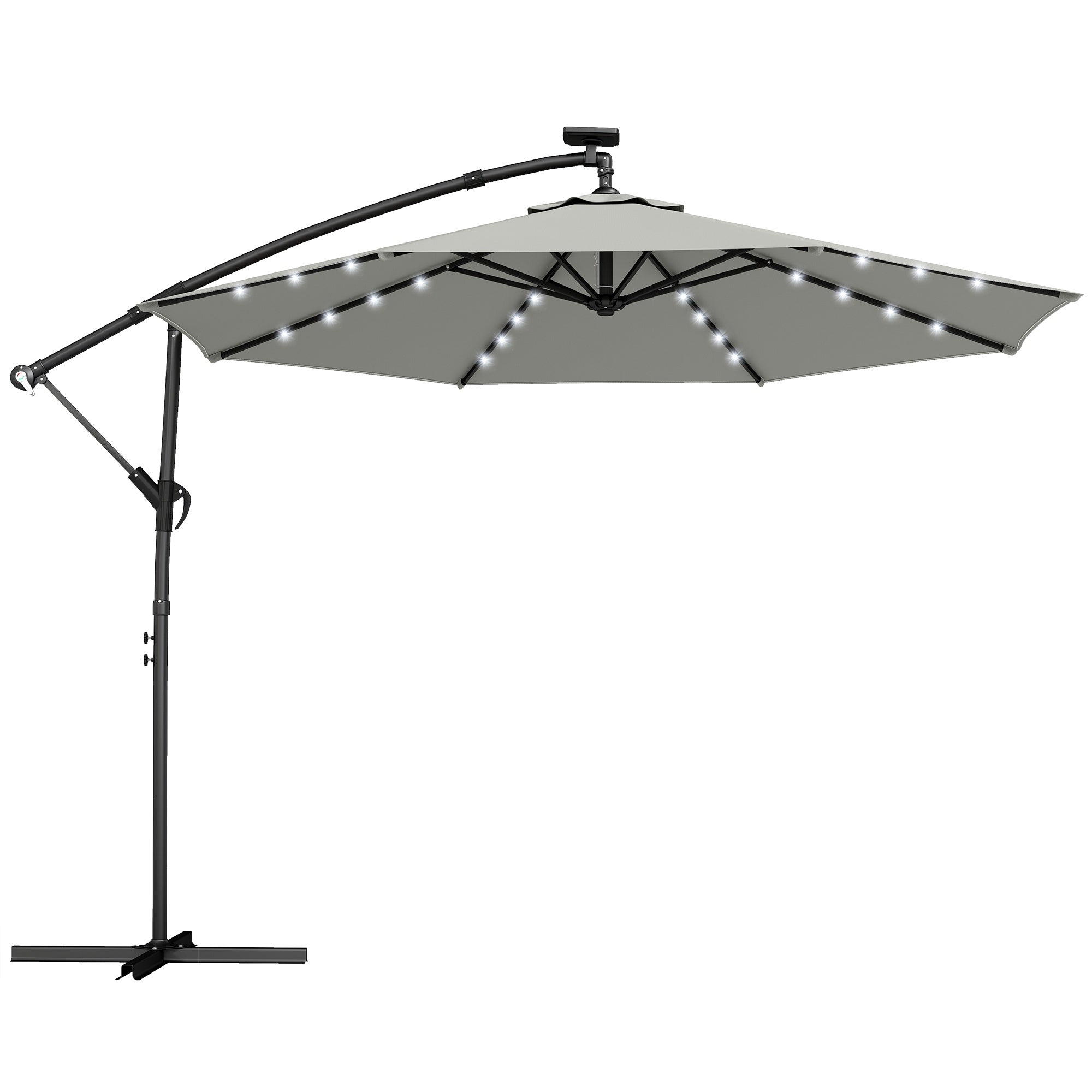 Fribärande parasoll, 3x3m, solcellsdrivna LED-lampor, UV-resistent