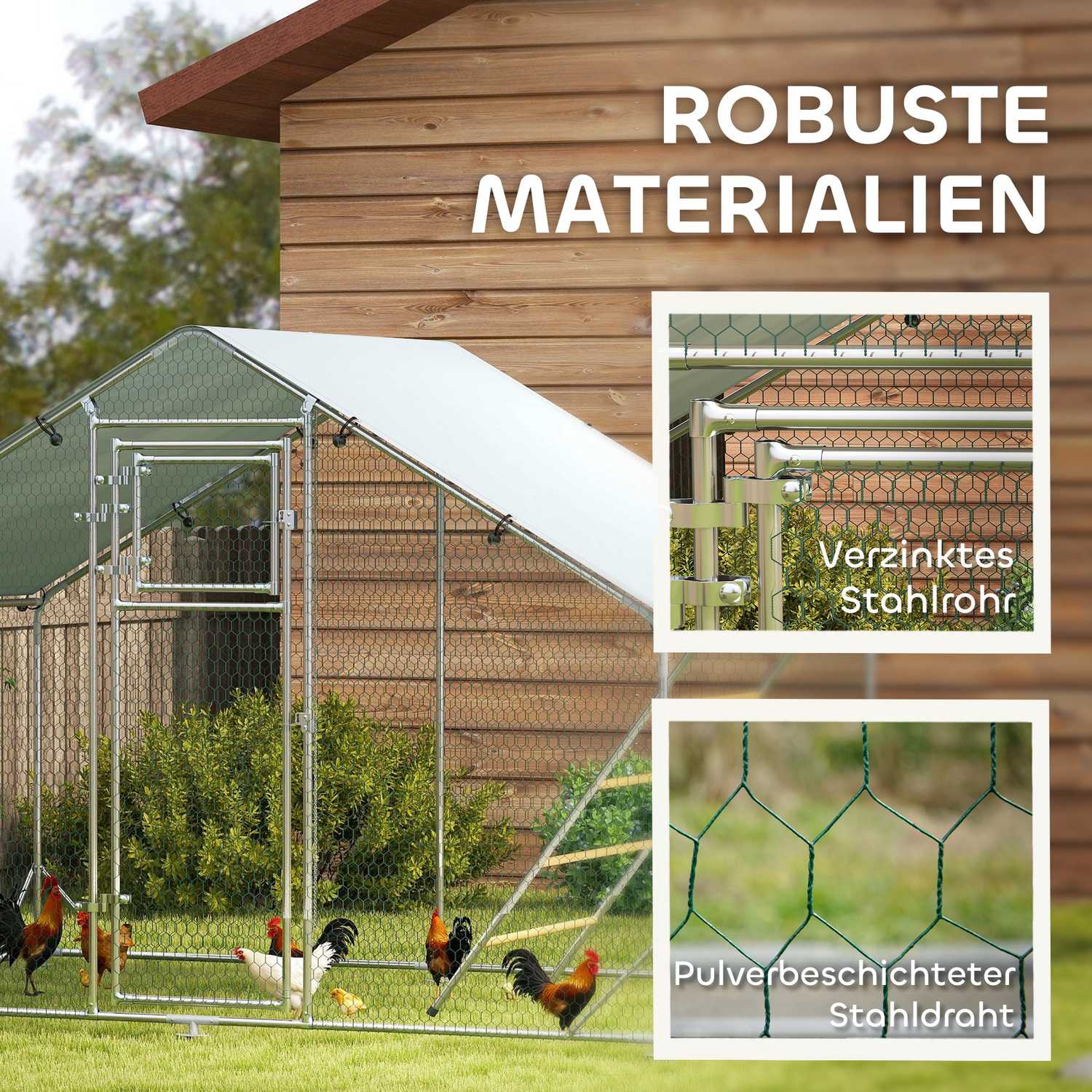 Chicken Coop stålkapsling, 300x200x195 cm, UV-överdrag