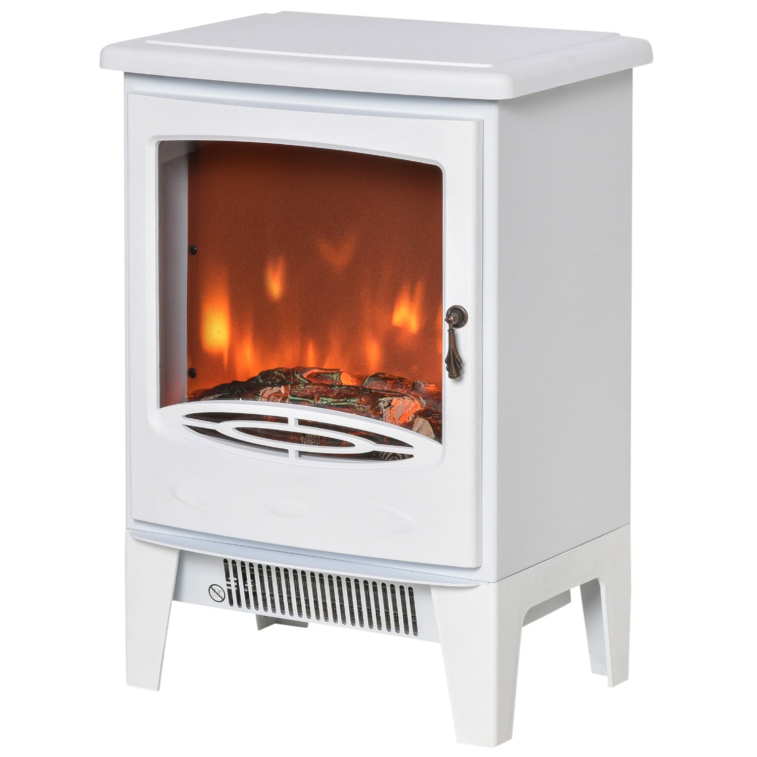 Fristående LED El-kamin, Vit, 900/1800W
