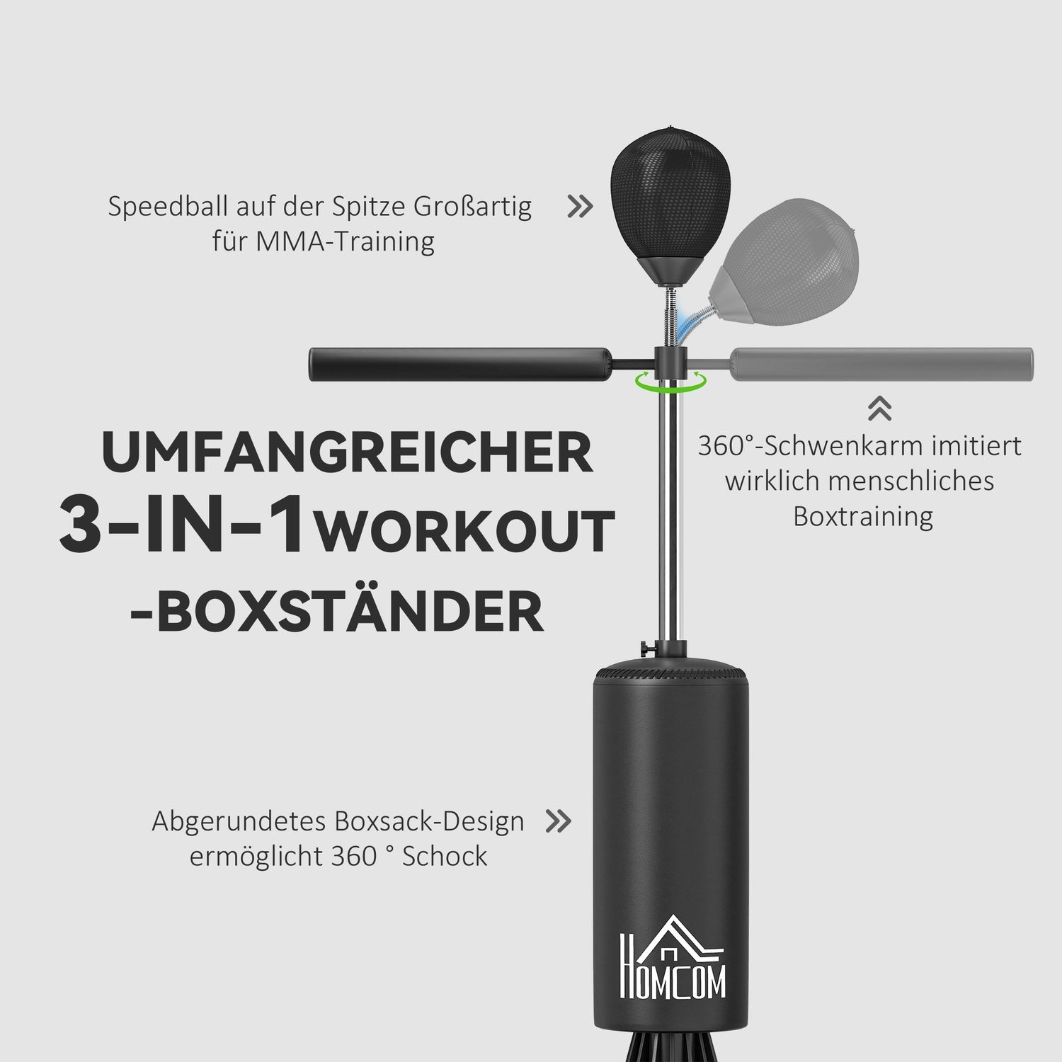 Fristående boksäck med Speedball, justerbar 155-205cm