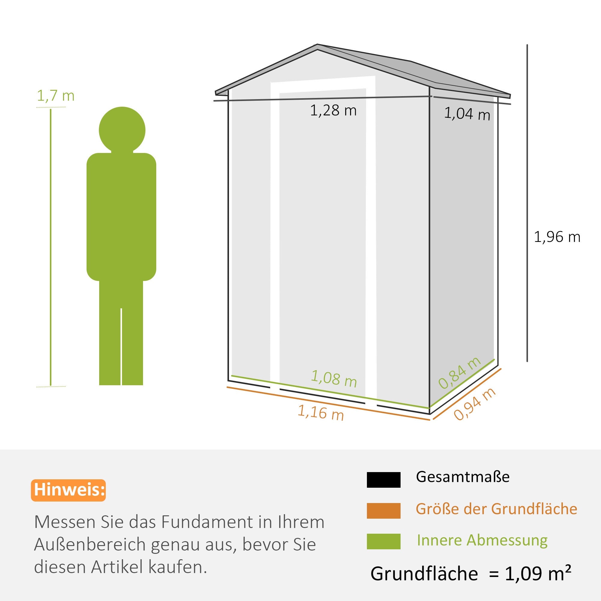 Förråd för utomhusbruk med fönster, ventilation och lås – grå