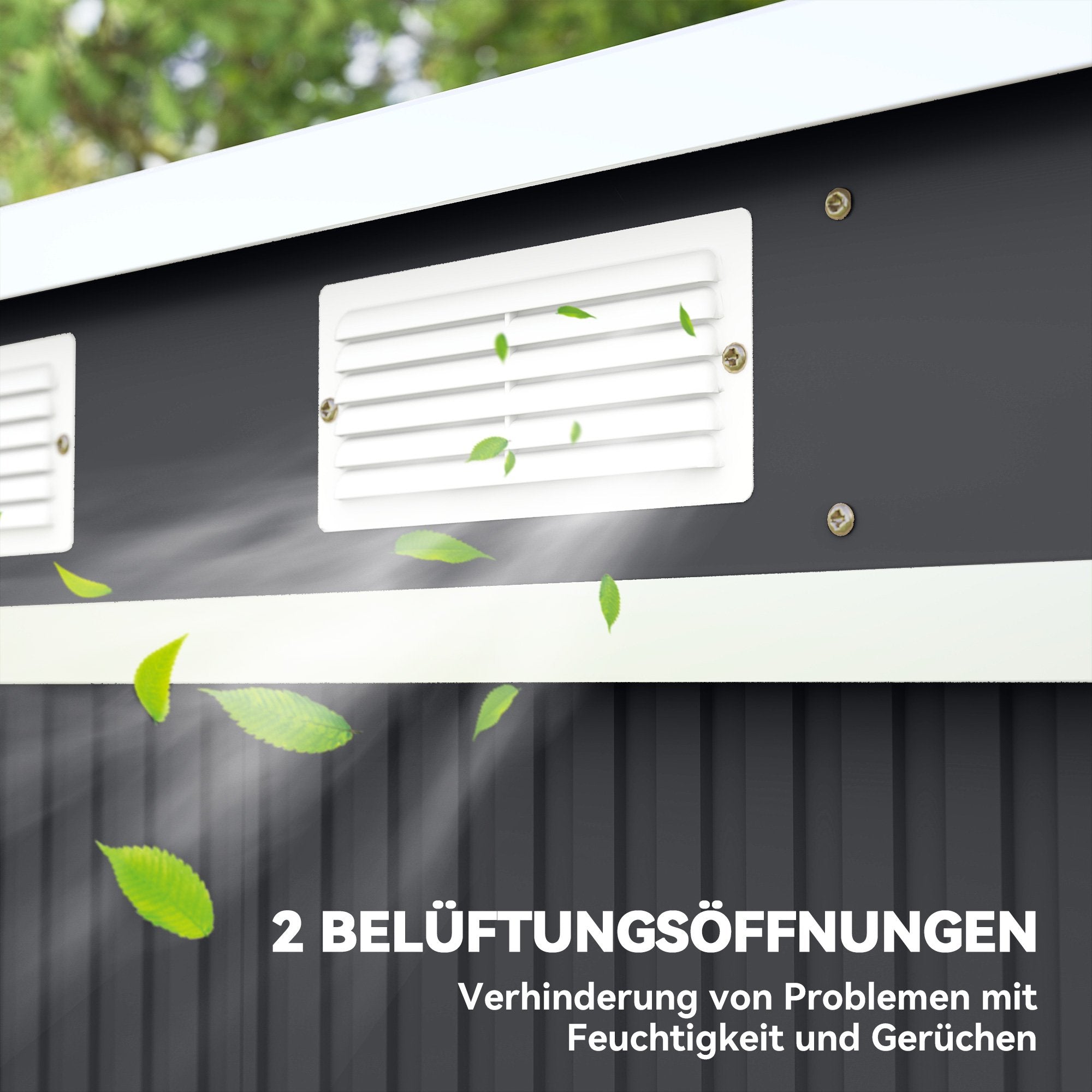 Förråd för utomhusbruk, ventilationsfönster, skjutdörrar, stål, 213x130x172 cm