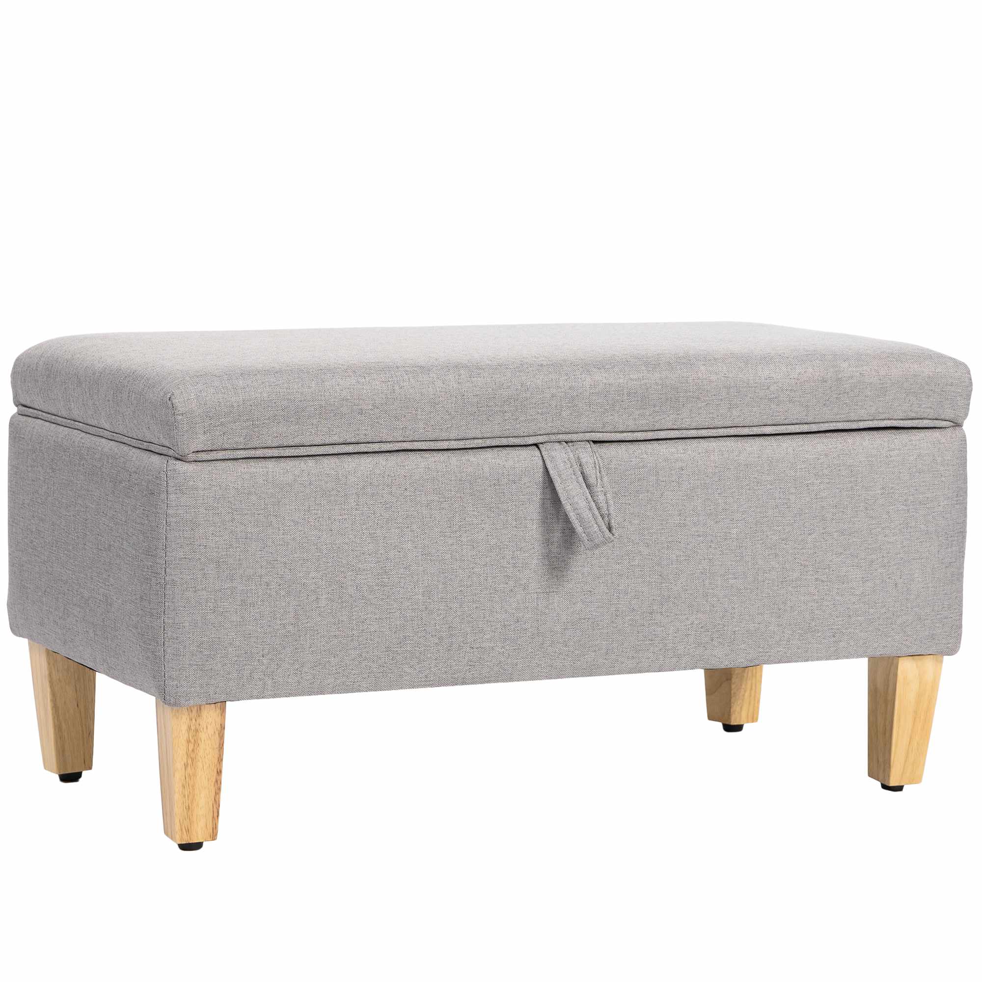 Förvaringsbänk Ottoman, Linne-Look, Ljusgrå 71cm