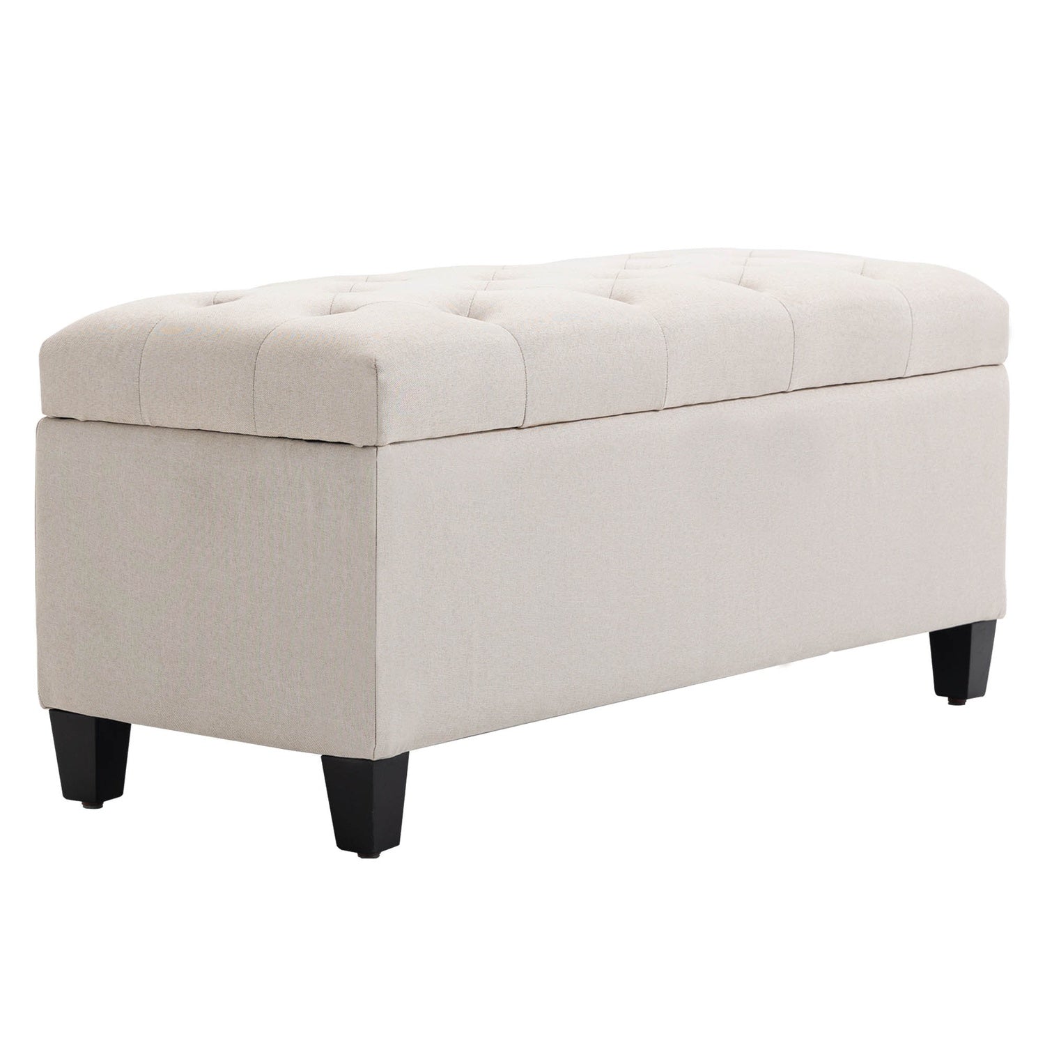 Förvaringsbänk, krämklädd, linneliknande polyester, 100 cm