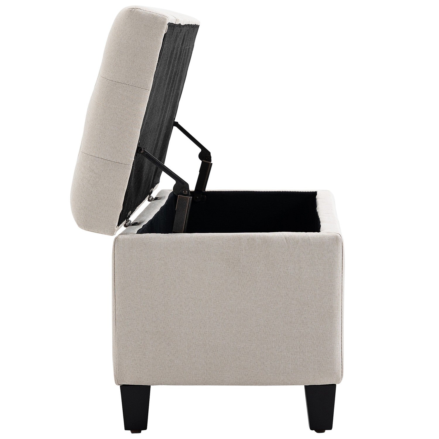 Förvaringsbänk, krämklädd, linneliknande polyester, 100 cm