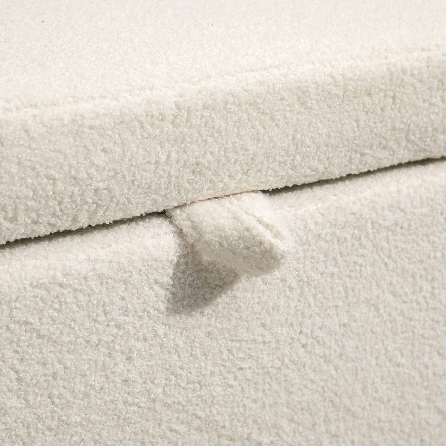 Förvaringsfotpall, krämfärgad fleece, stålben