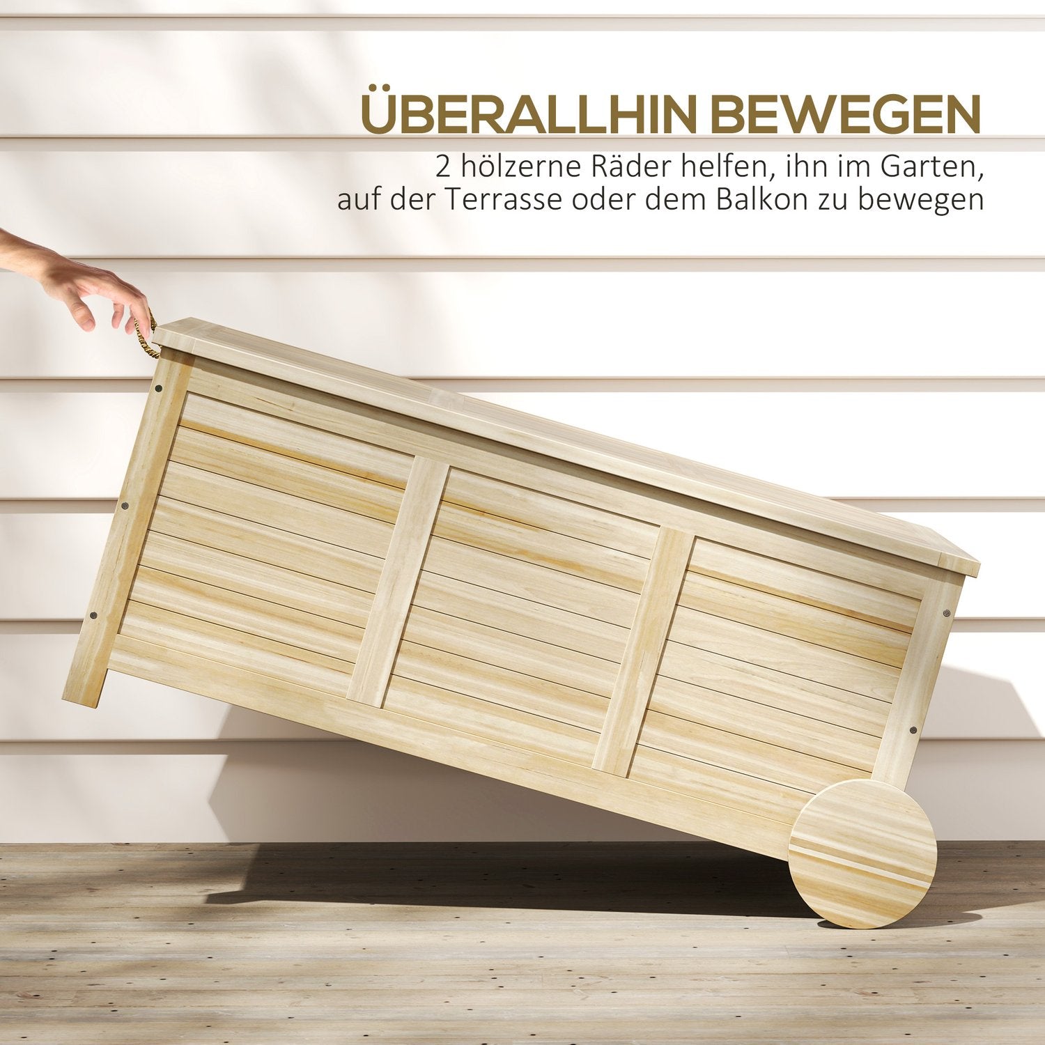 Vattentät förvaringsbox utomhus 185L, Trä, UV-beständig