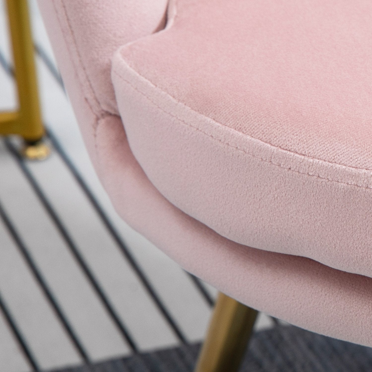 Pink Velvet Lounge Chair, Lotus Design, Metal Ben