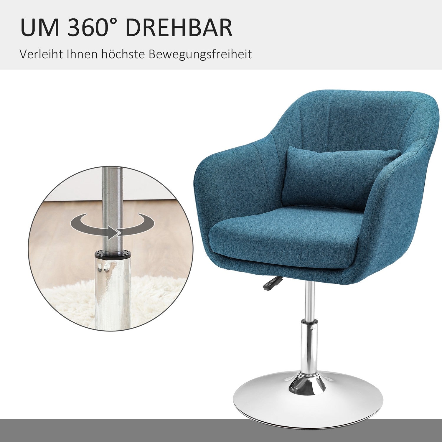 Fåtölj Loungestol, Justerbar med svankkudde - Ljusblå