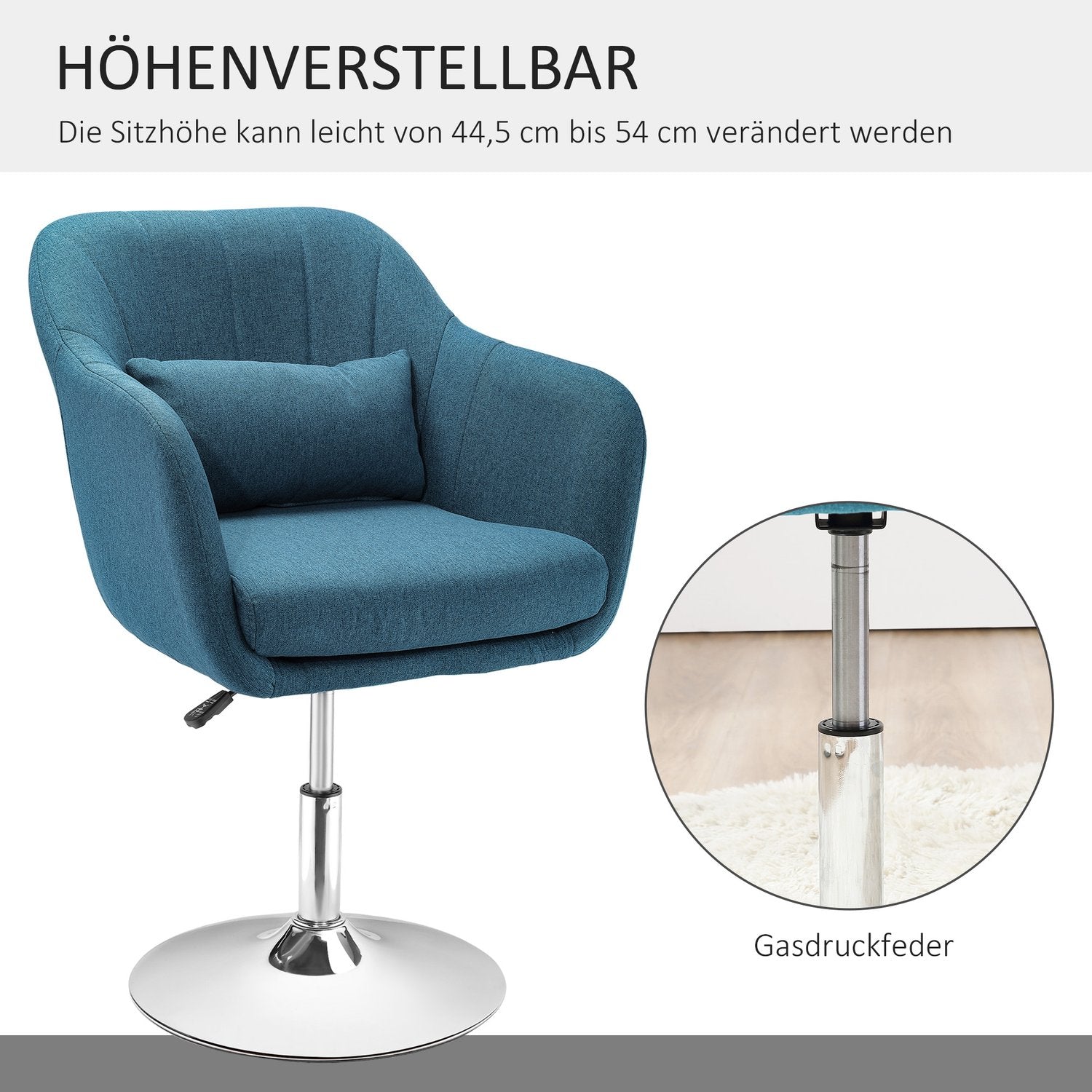 Fåtölj Loungestol, Justerbar med svankkudde - Ljusblå