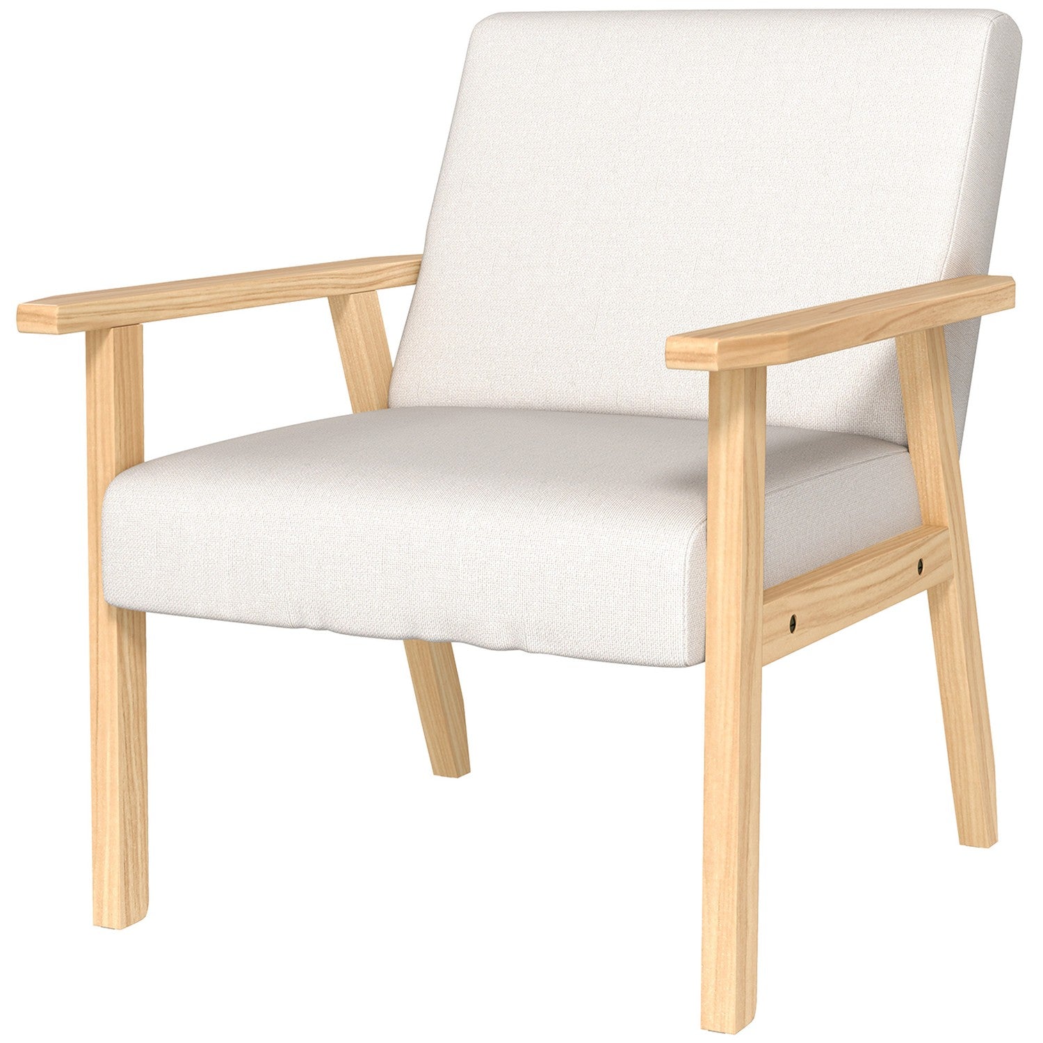 Lenestol med armlener, trukket, kremhvit, 64x70x72 cm