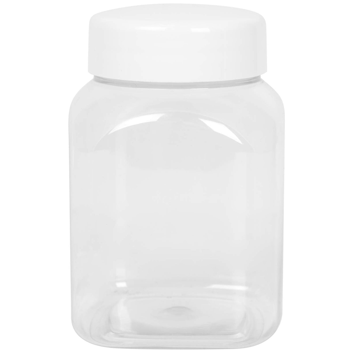 Fyrkantig burk med lock, tråd 63/485, transparent, 500ml