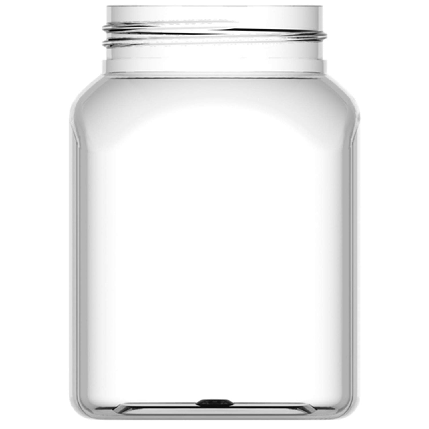 Fyrkantig burk med lock, tråd 63/485, transparent, 500ml