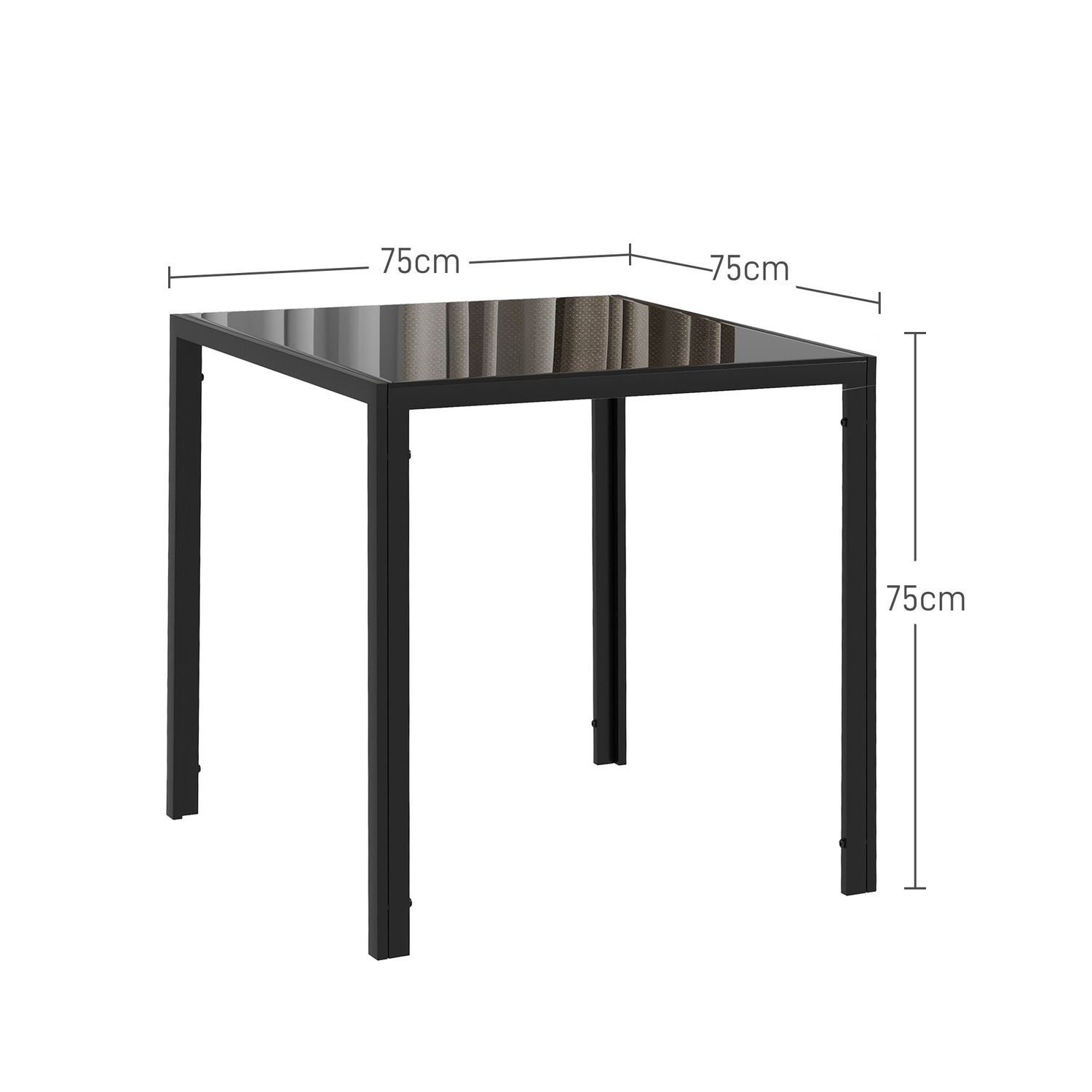Fyrkantigt matbord i glas för 4, 80 kg Kapacitet, Svart