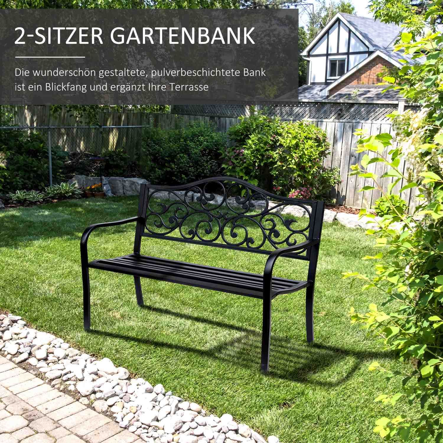 Garden Patio 3-sits stålbänk med armstöd