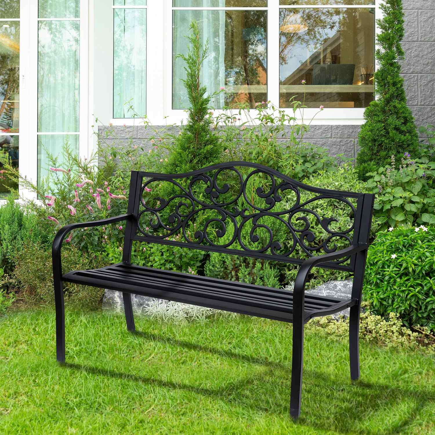 Garden Patio 3-sits stålbänk med armstöd