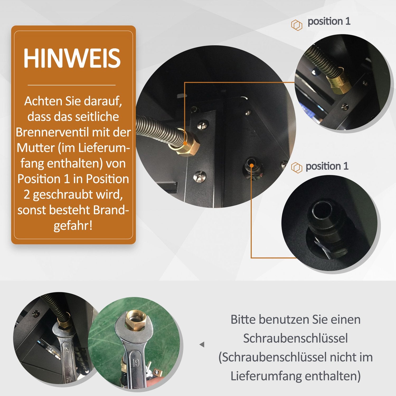 Gasgrill med 6 brännare, sidobrännare, förvaringsskåp