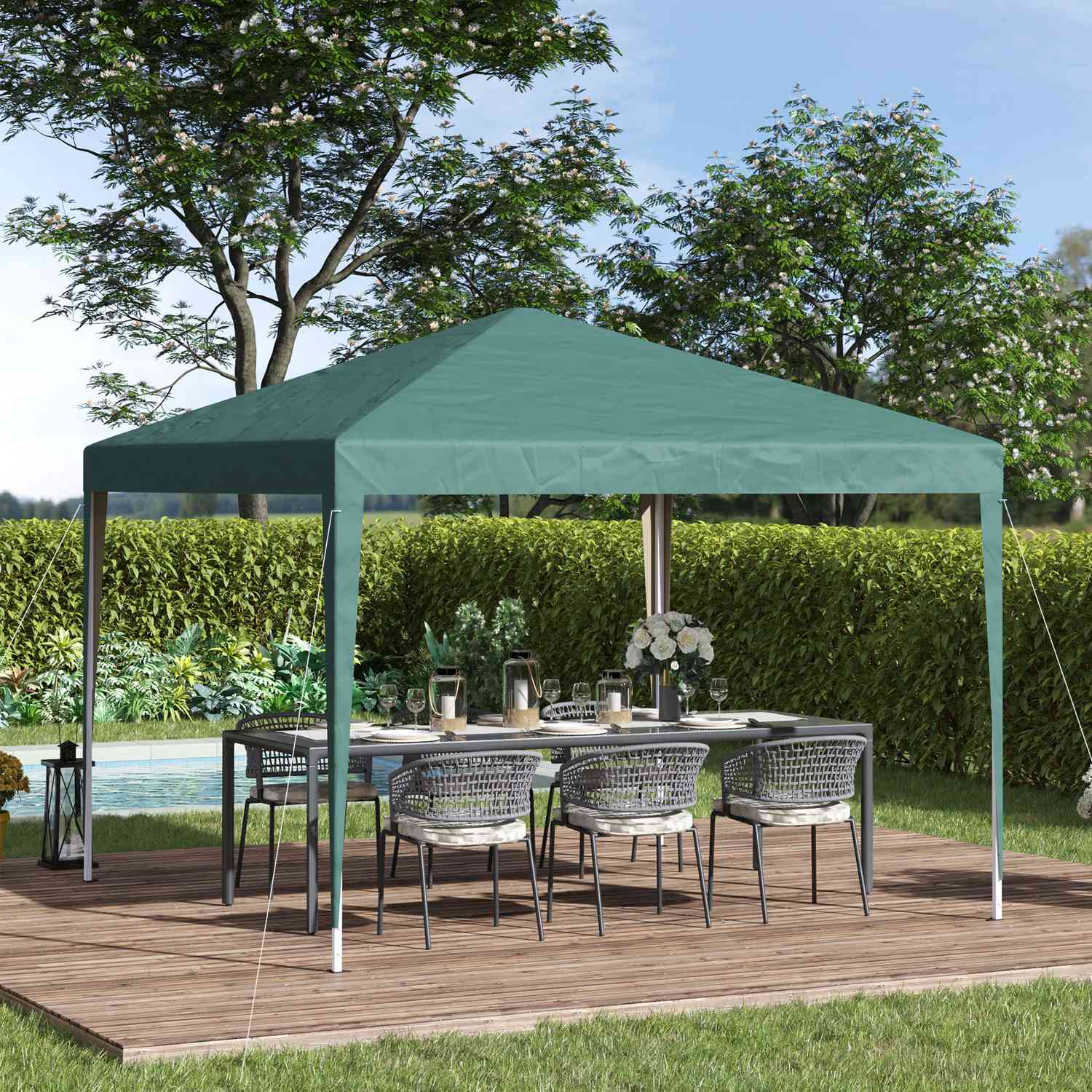 Pop-Up Gazebo 2,95x2,95M, UV-beständig hopfällbar stålram