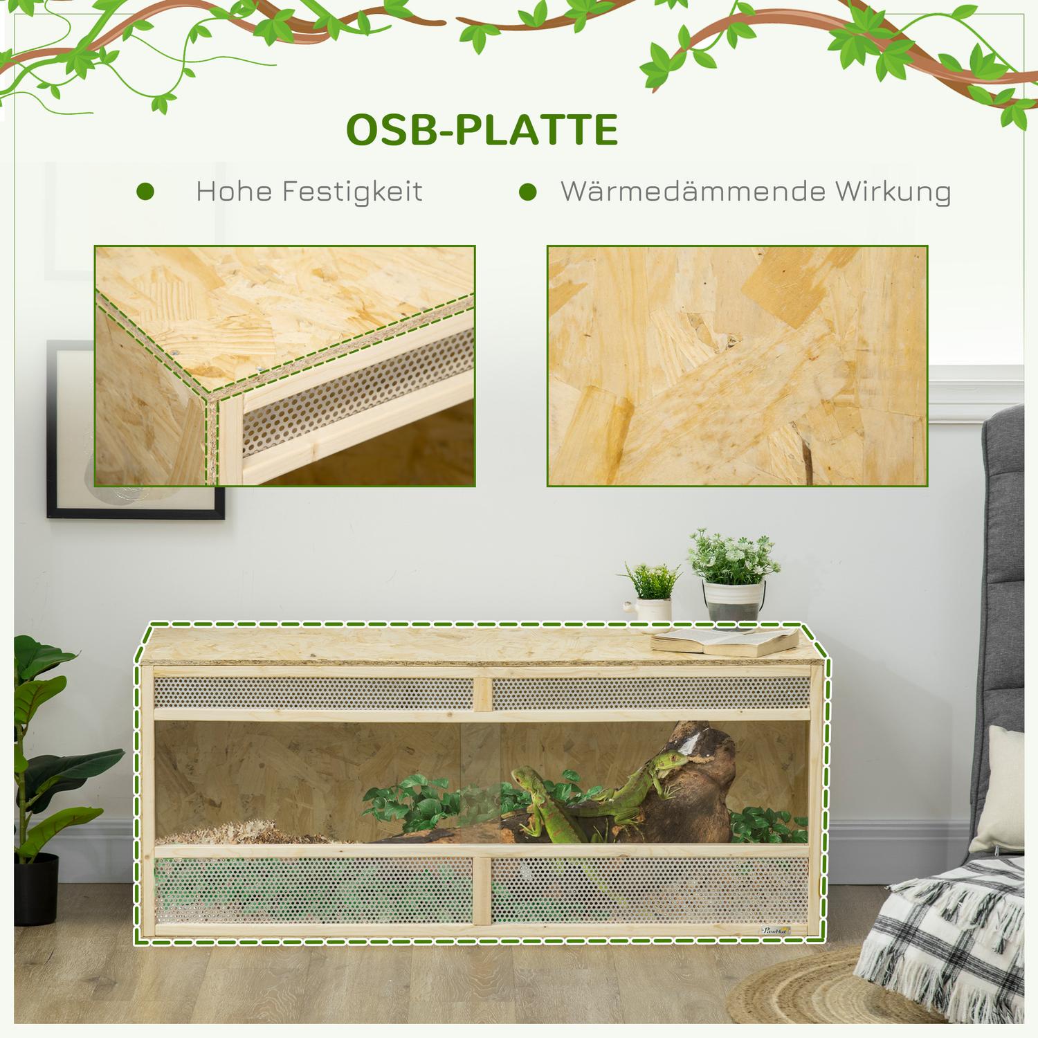 Glasterrarium, 120x50x50 cm, Ventilerad, Skjutdörr
