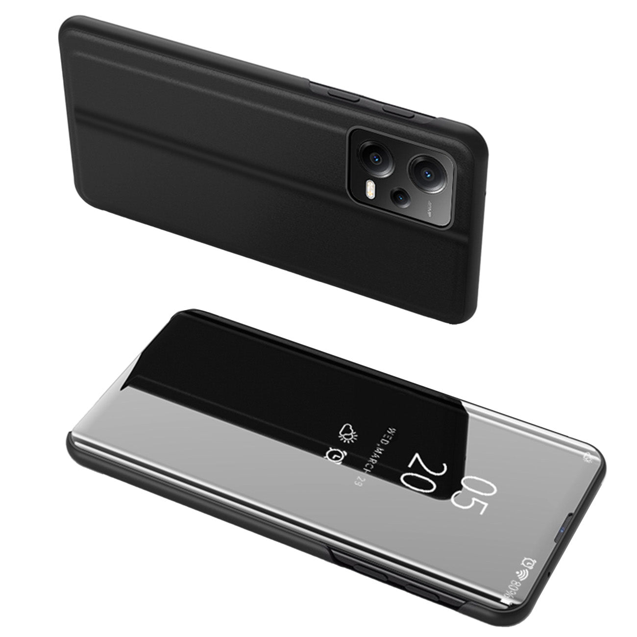 Glossy Flip Fodral för Xiaomi Redmi Note 12 5G / Poco X5 Pro 5G Clear View Fodral Svart