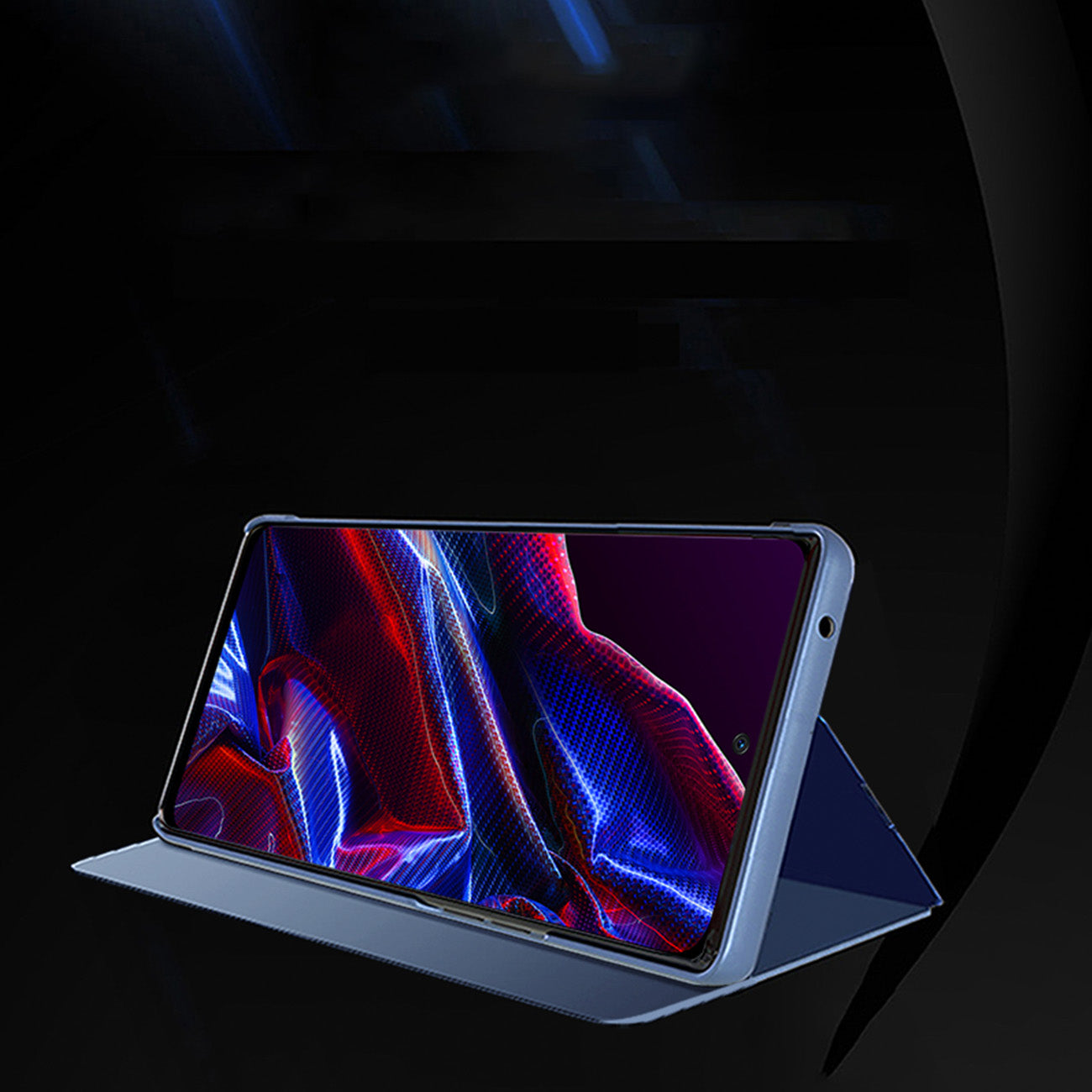 Glossy Flip Fodral för Xiaomi Redmi Note 12 5G / Poco X5 Pro 5G Clear View Fodral Svart