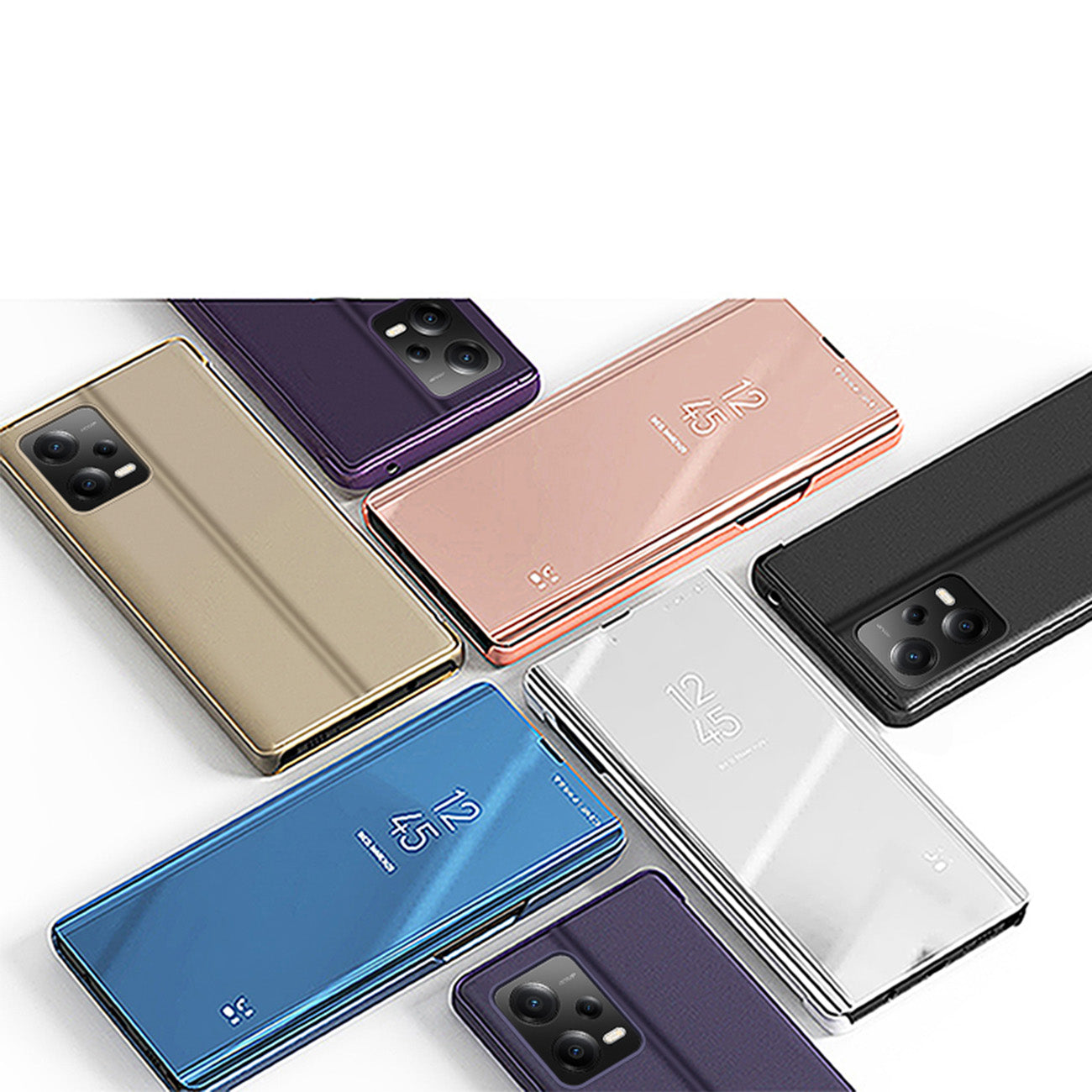 Glossy Flip Fodral för Xiaomi Redmi Note 12 5G / Poco X5 Pro 5G Clear View Fodral Svart