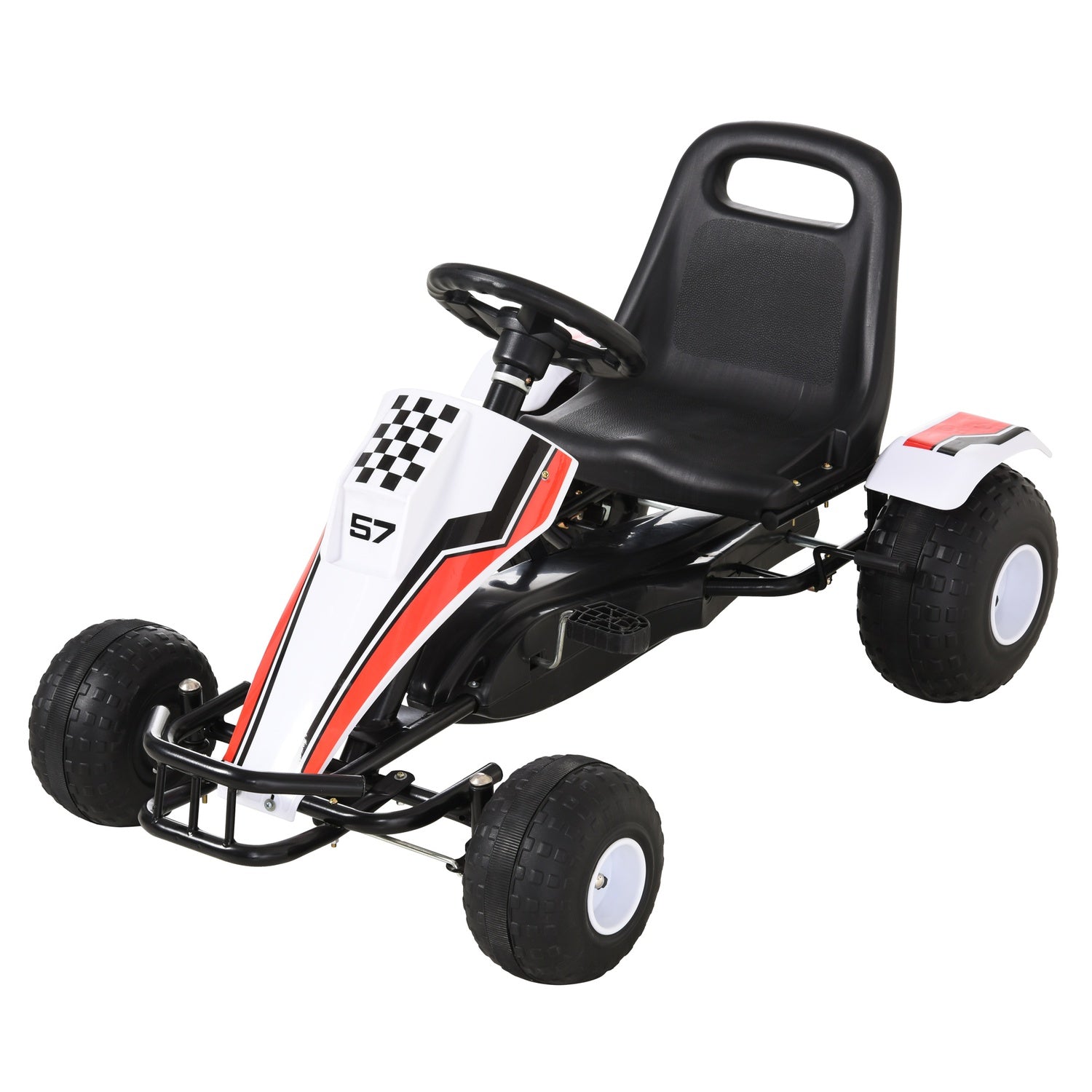 Pedal Go Kart för barn – Stålram, vit, 3-8 år
