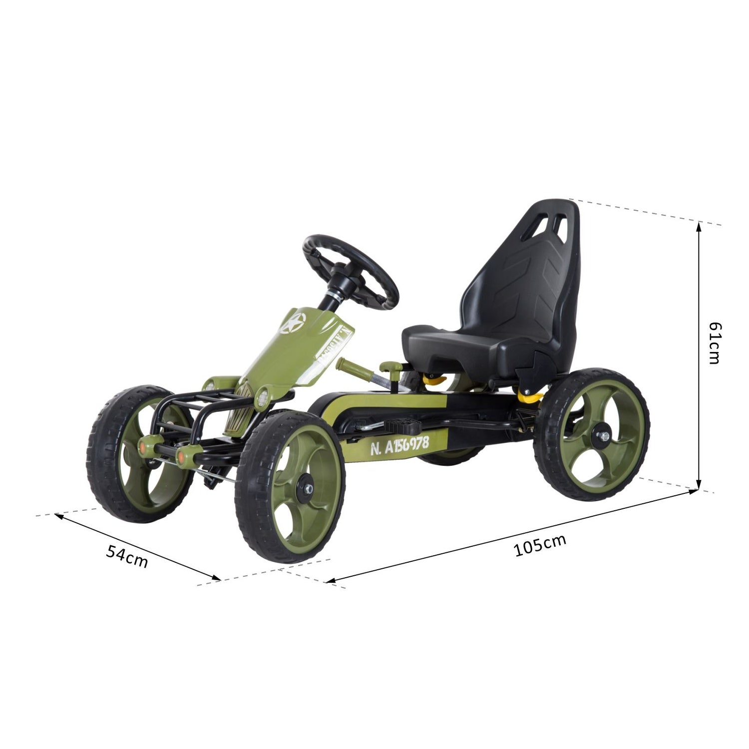 Green Kids Go Kart – Handbroms, justerbar sits, 3+ år