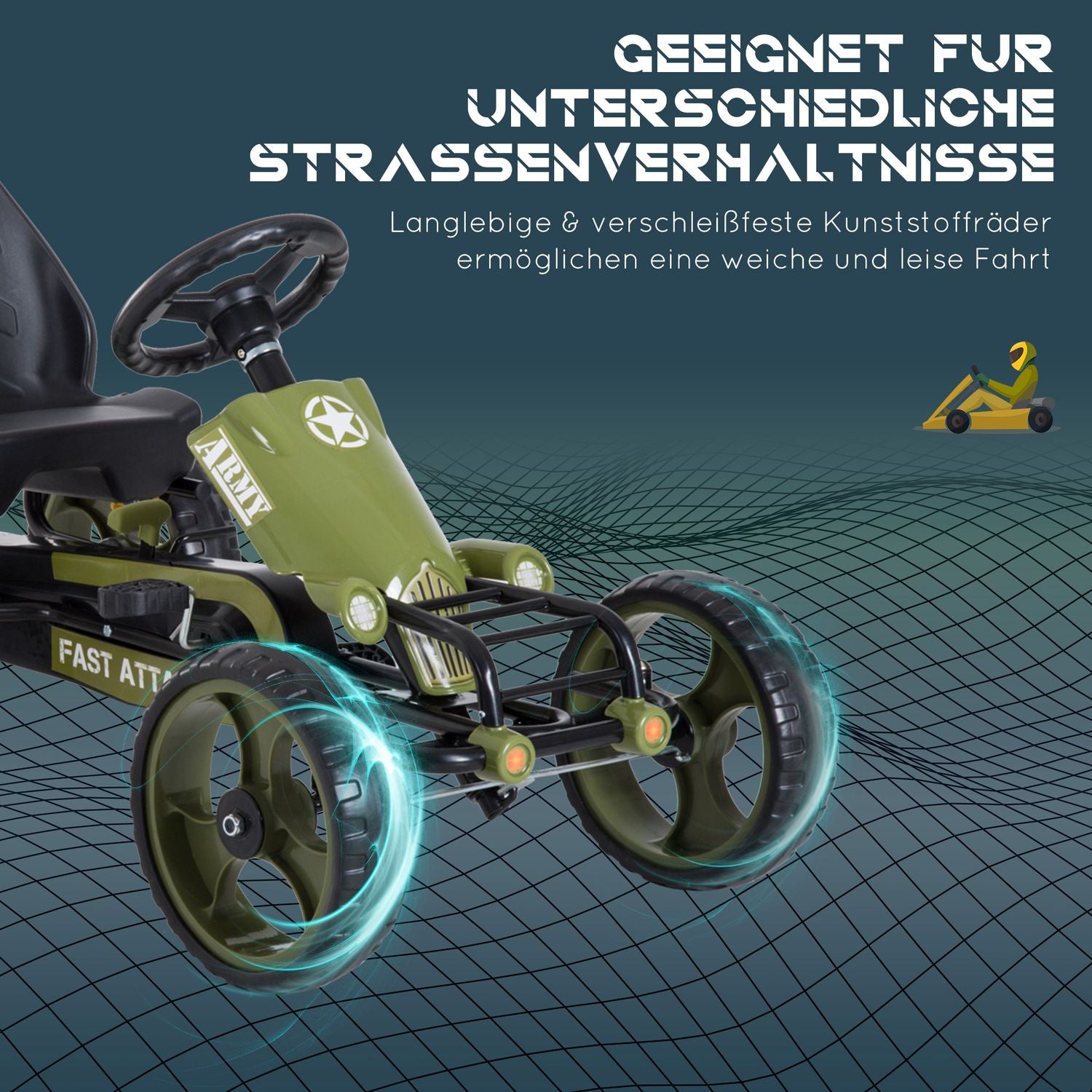 Green Kids Go Kart – Handbroms, justerbar sits, 3+ år