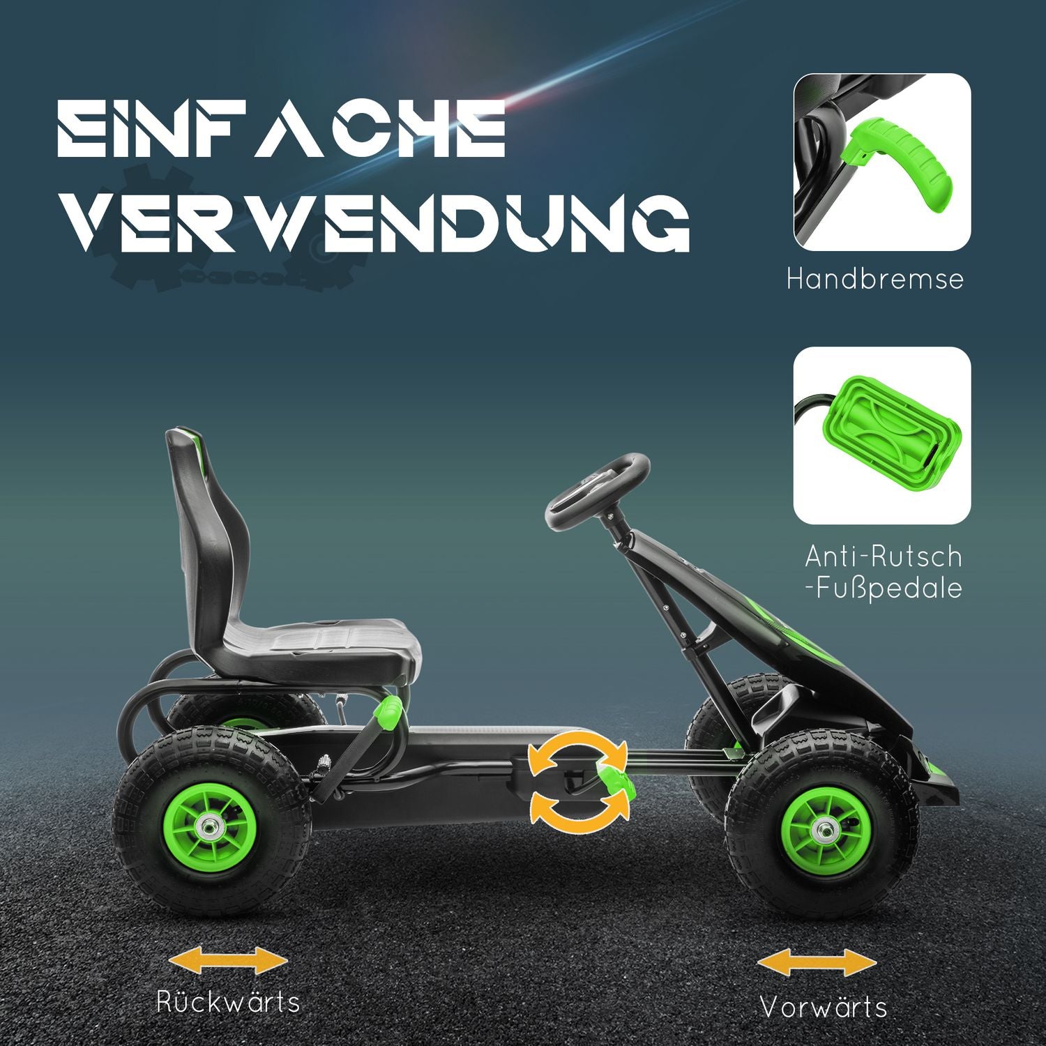 Gokart för barn med justerbar sits och handbroms