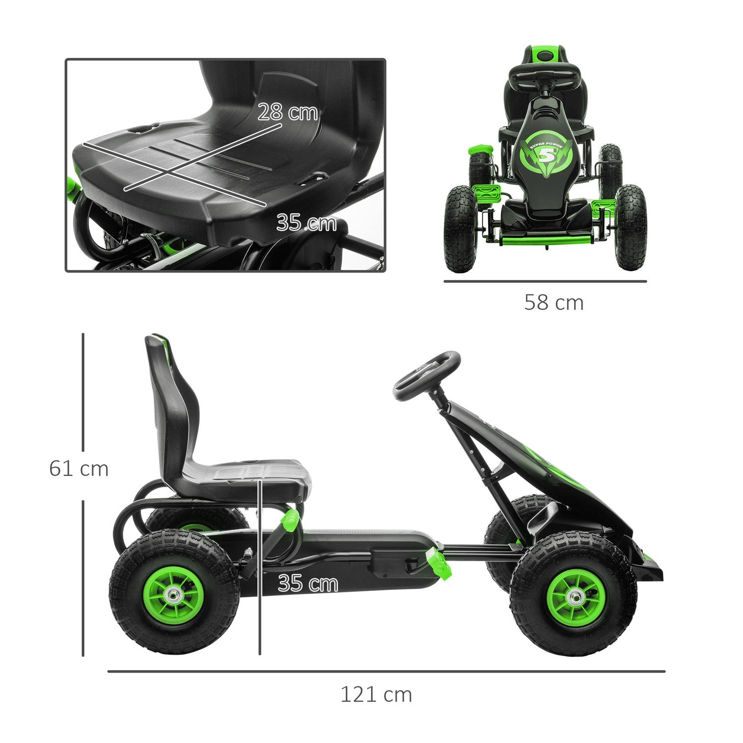 Gokart för barn med justerbar sits och handbroms