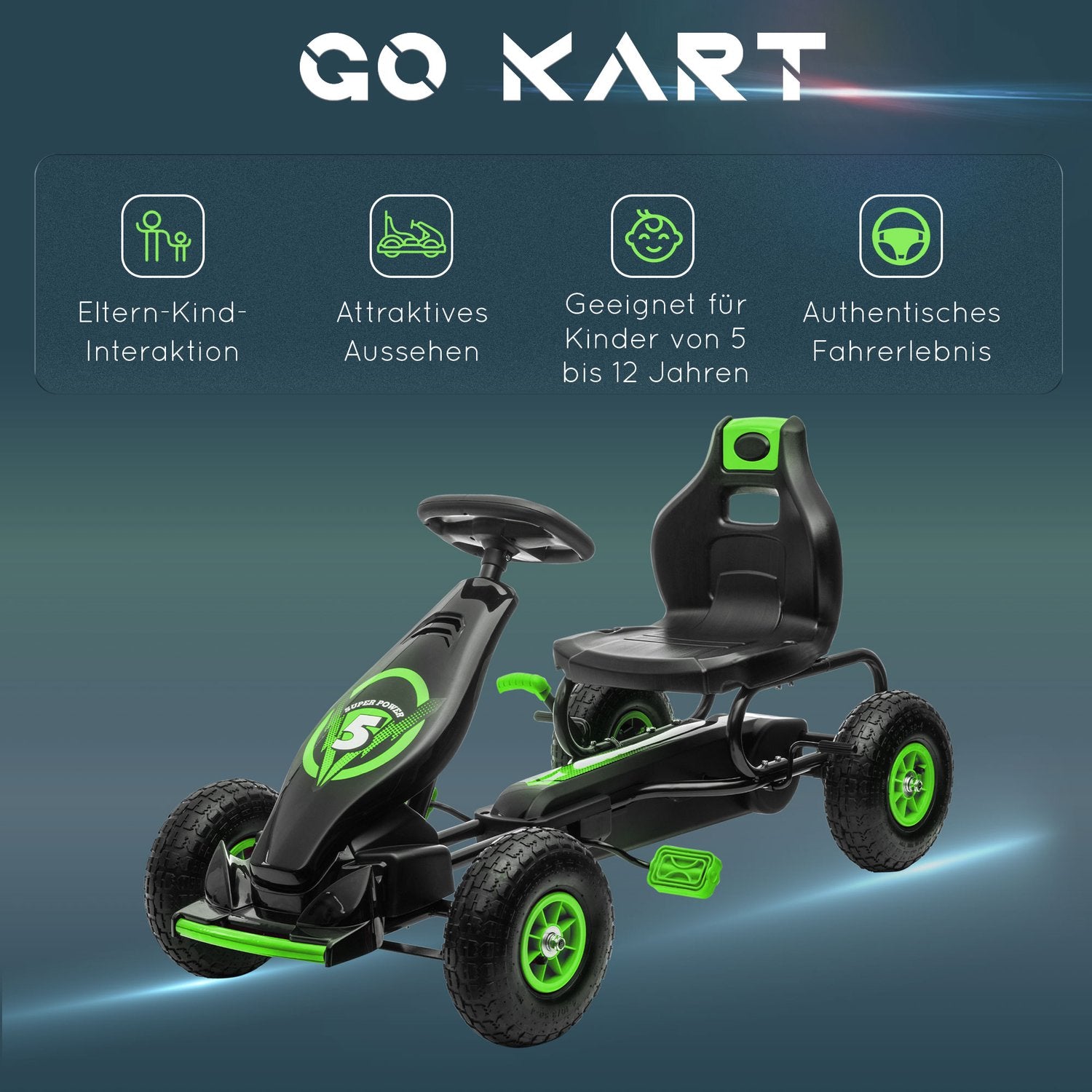 Gokart för barn med justerbar sits och handbroms