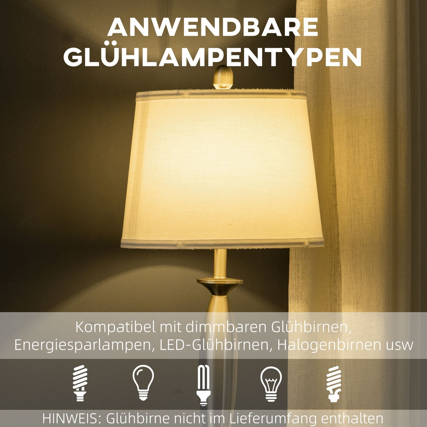 Golv- & bordslampssats, Silver & Vit, E27, 3-delad
