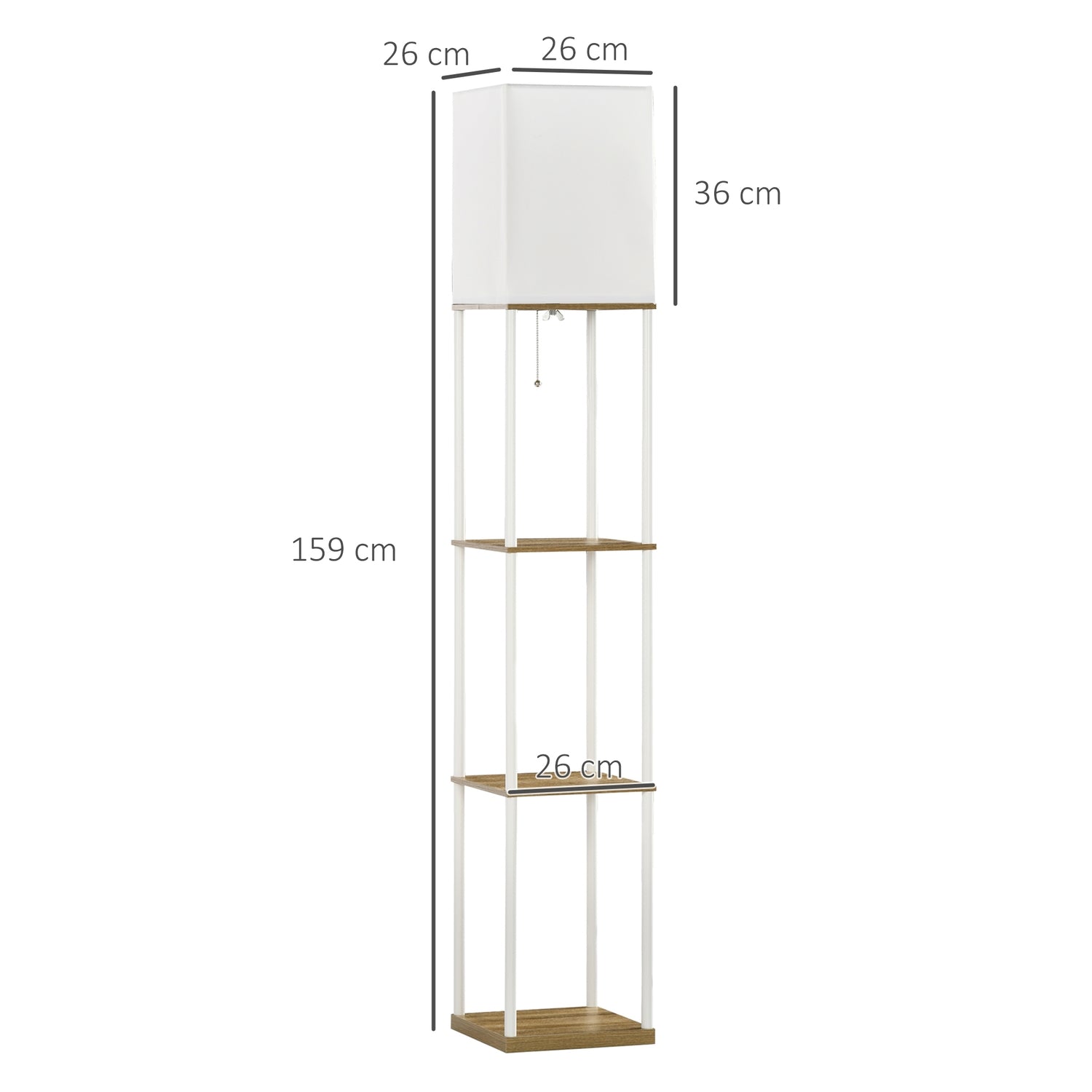 Vit golvlampa med tygskärm, E27 Sockel, 40W